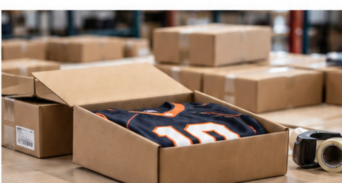 Sportswear packed in cardboard boxes for delivery