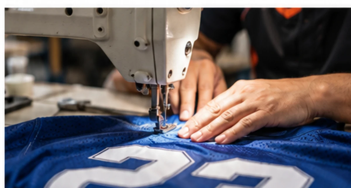 Sportswear being sewn by a production partner
