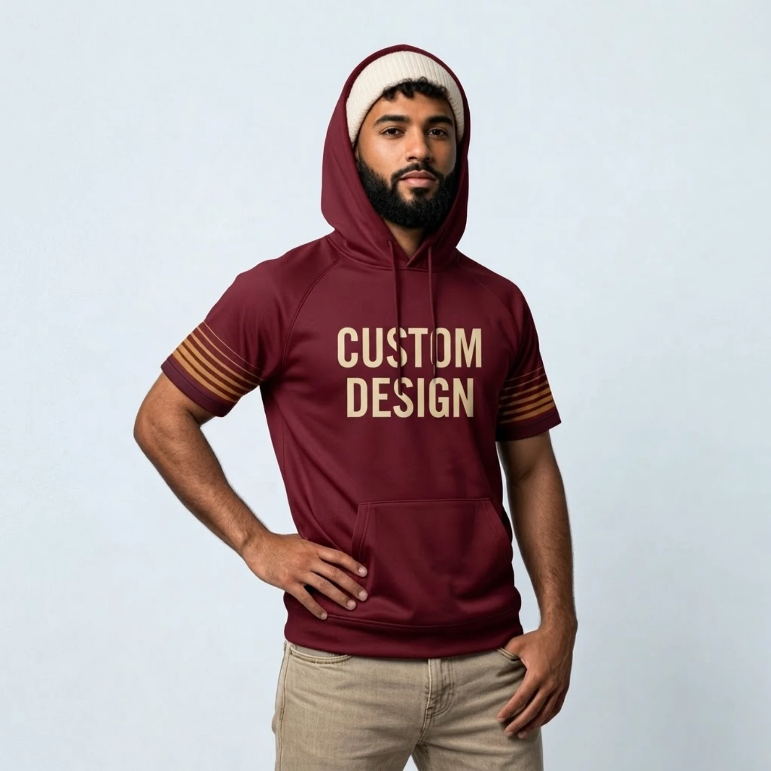 Short Sleeve Hooded Tops