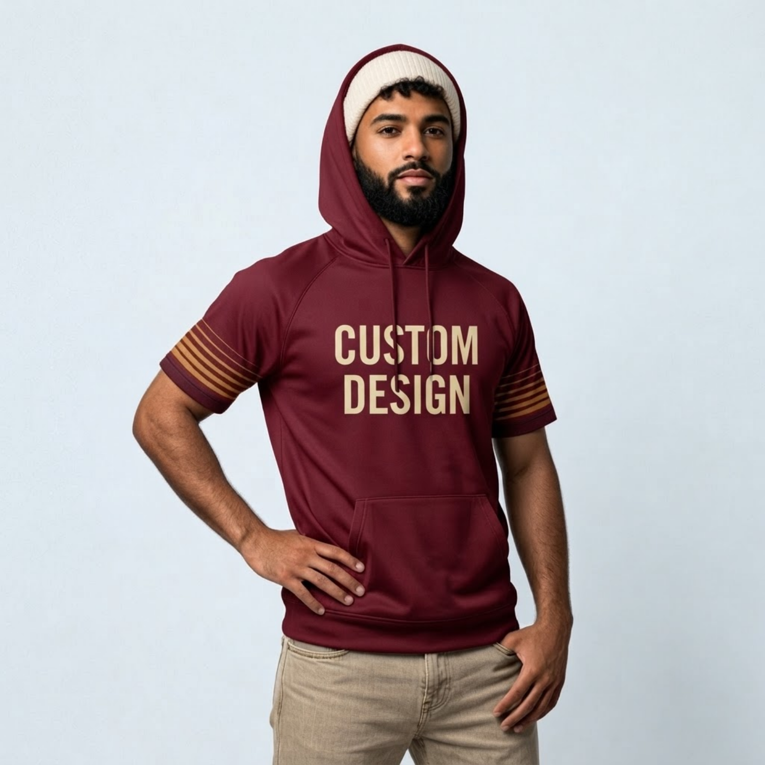 Short Sleeve Hooded Tops