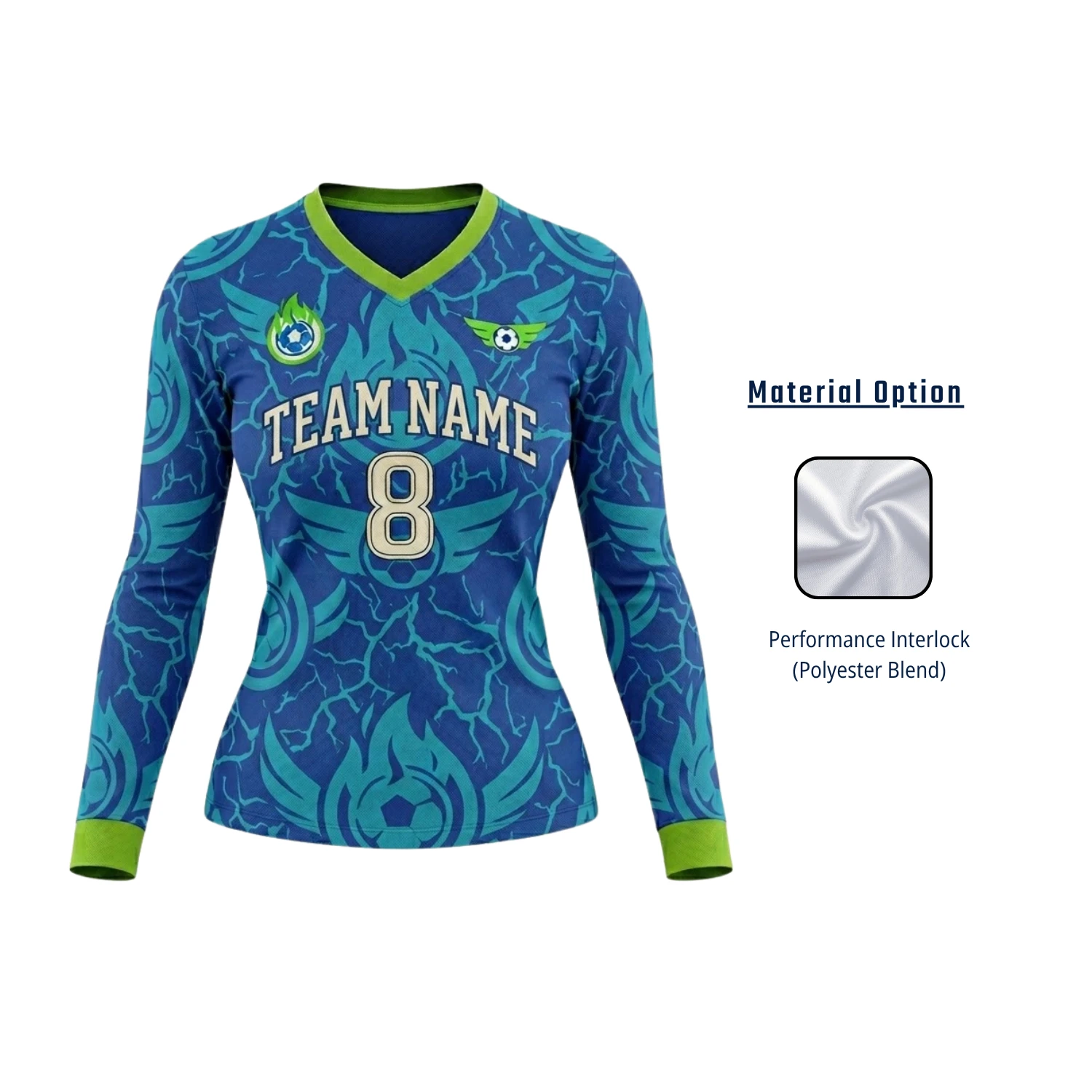 Women’s Long Sleeve V-Neck Soccer Jersey