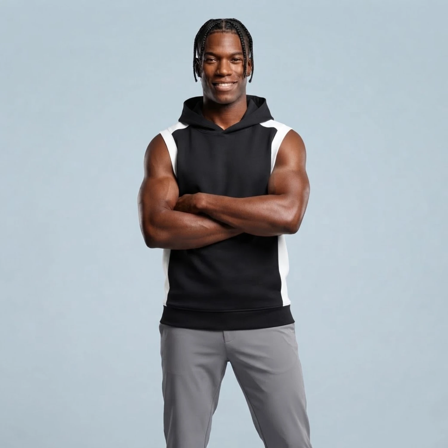 Custom Full Sublimation 250G Lightweight Sleeveless Hooded T-Shirt