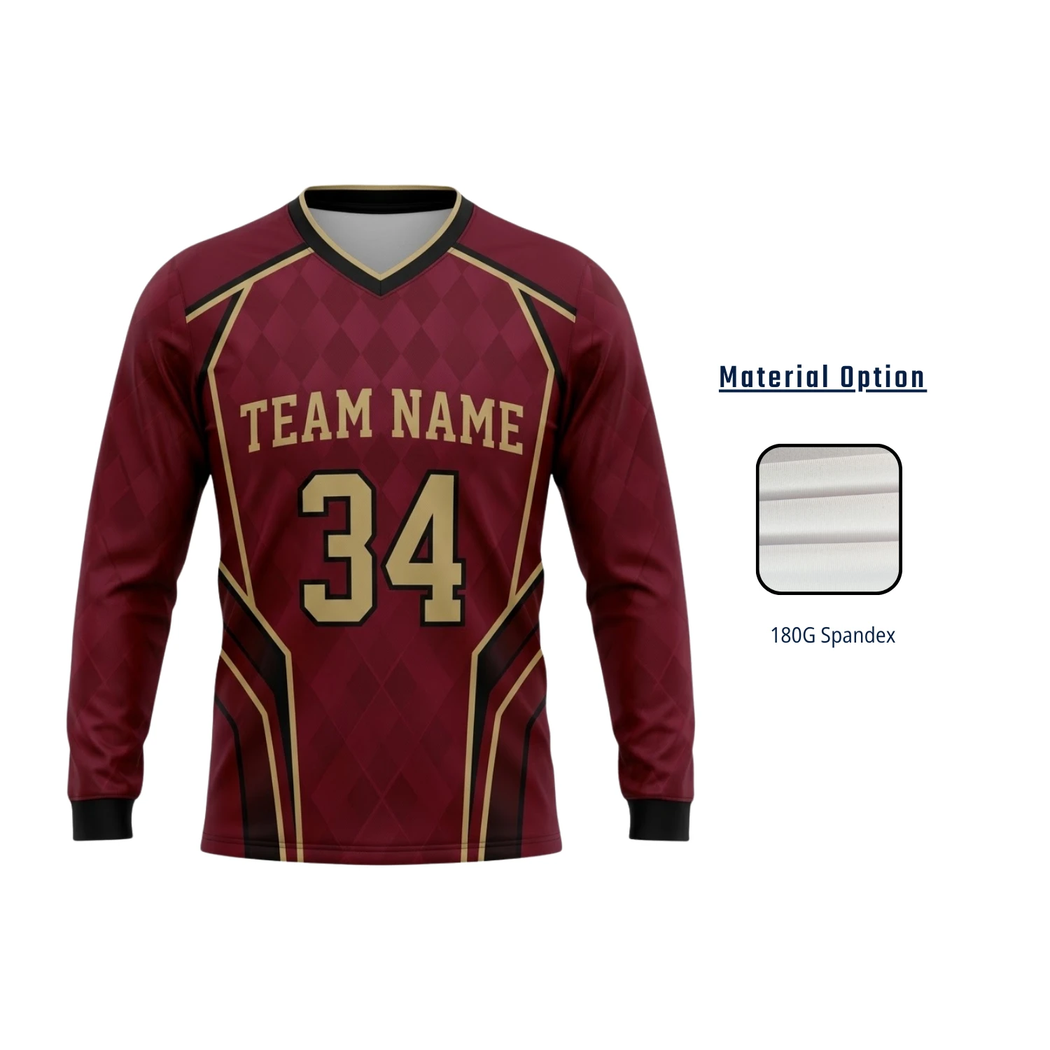 Custom Spandex Long Sleeve V-Neck Soccer Jersey