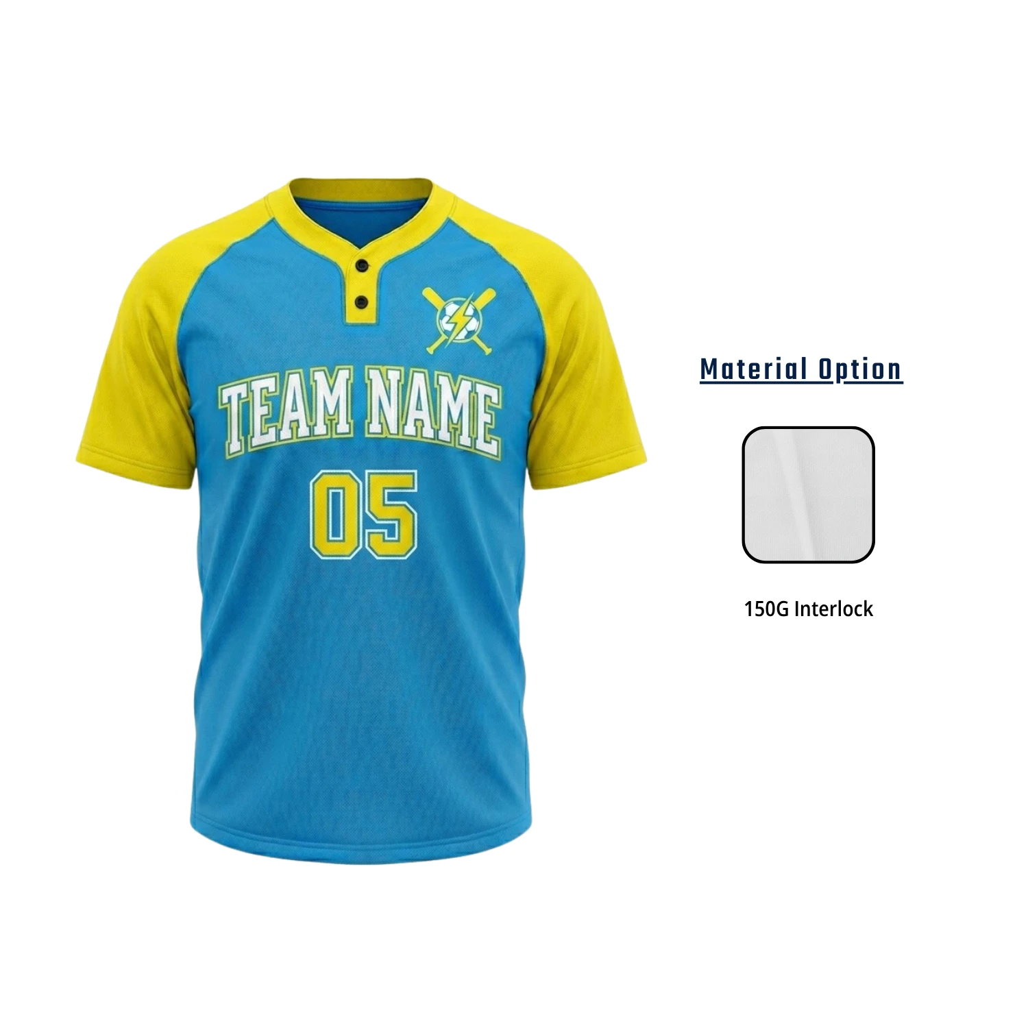 Custom Sublimation 2-Button Front Baseball Jersey