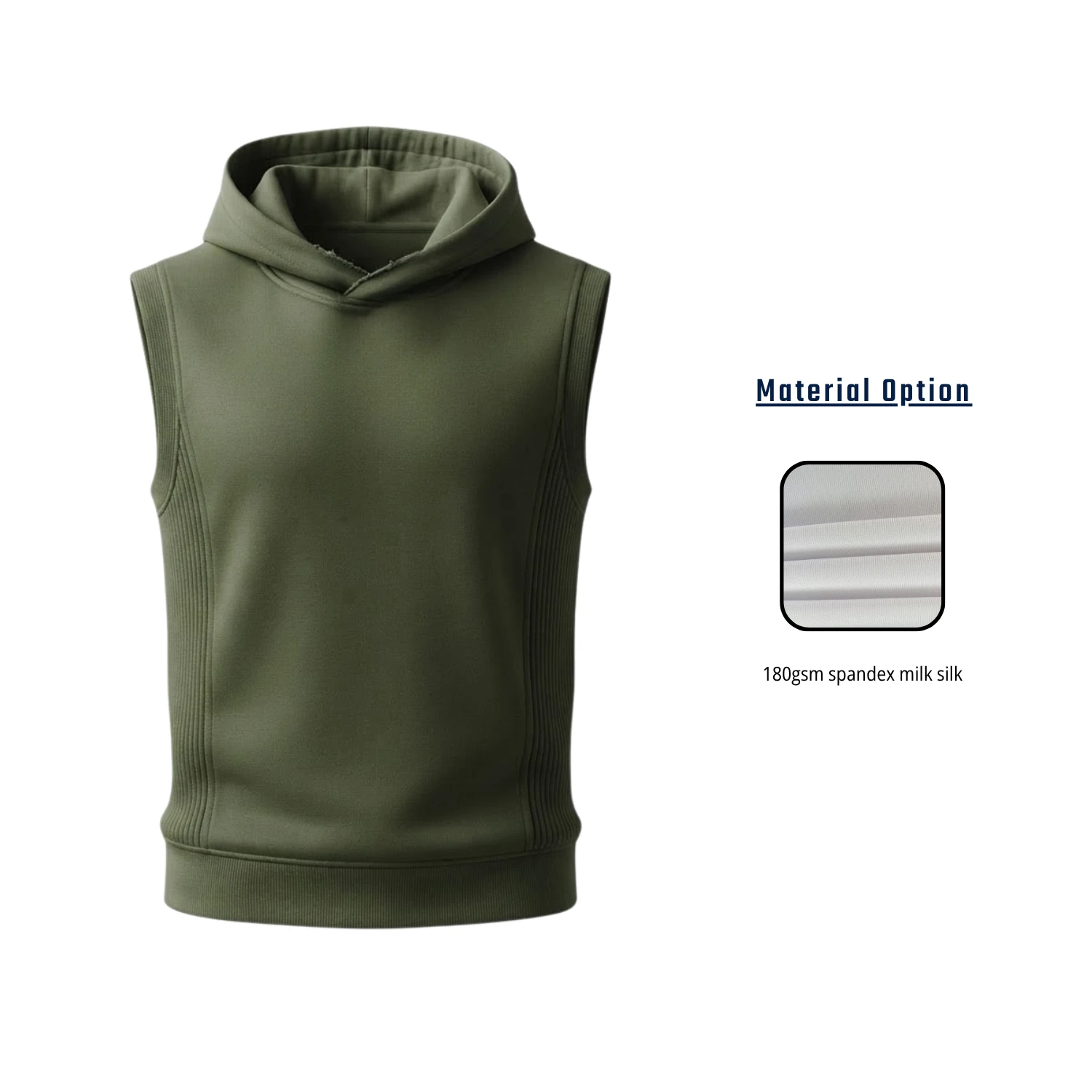 Custom Full Sublimation 2-Way Stretch Milk Silk Sleeveless Hooded T-Shirt