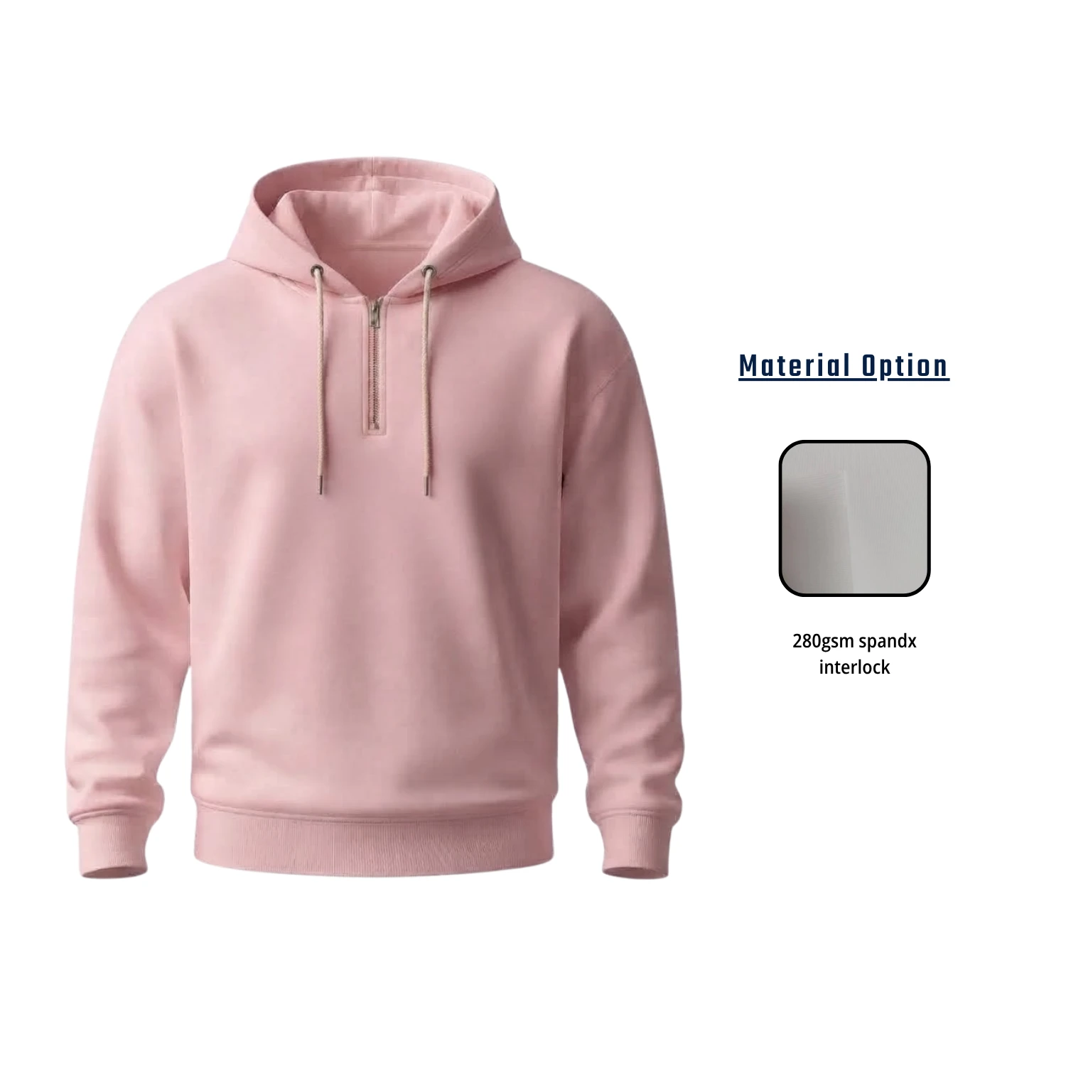 Custom Full Sublimation Quarter-Zip Hoodie – 280GSM Spandex Interlock