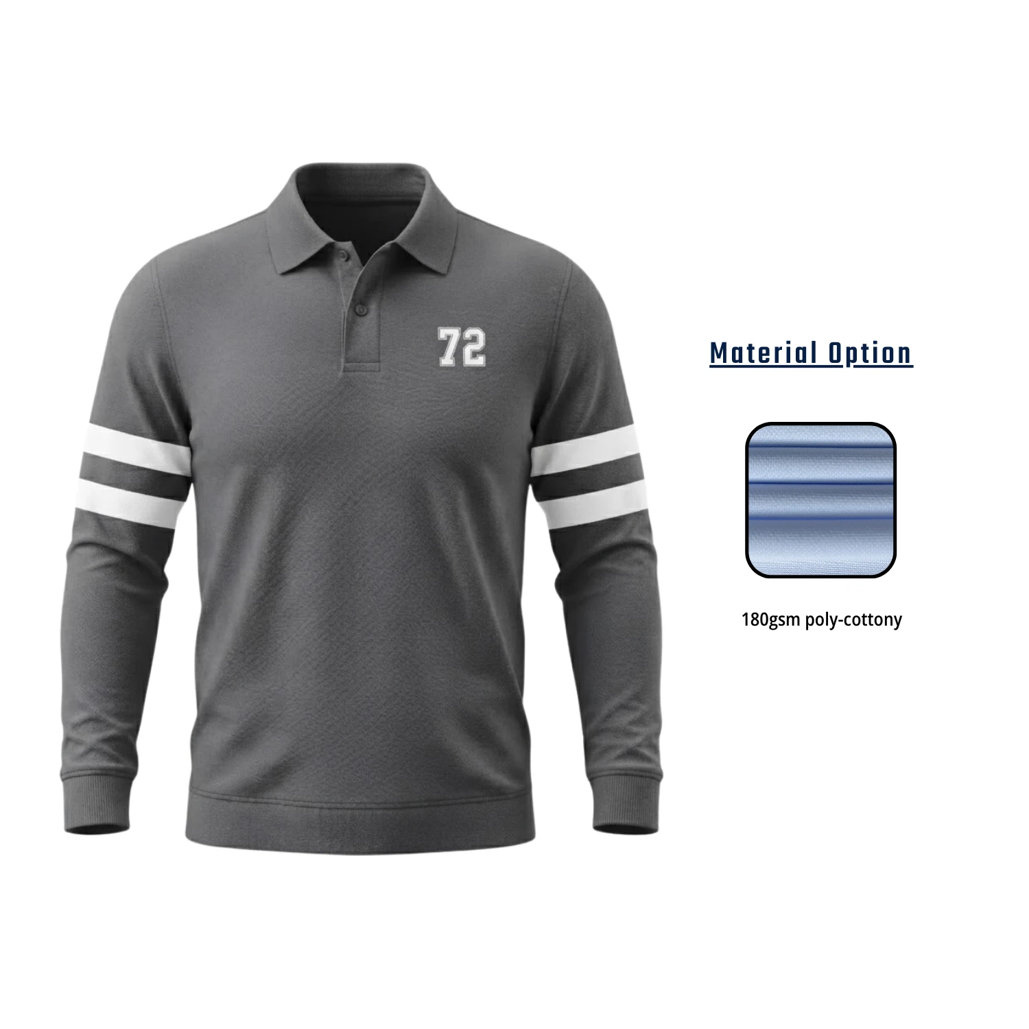 Custom 180gsm poly-cottony Long Sleeve Polo Shirt