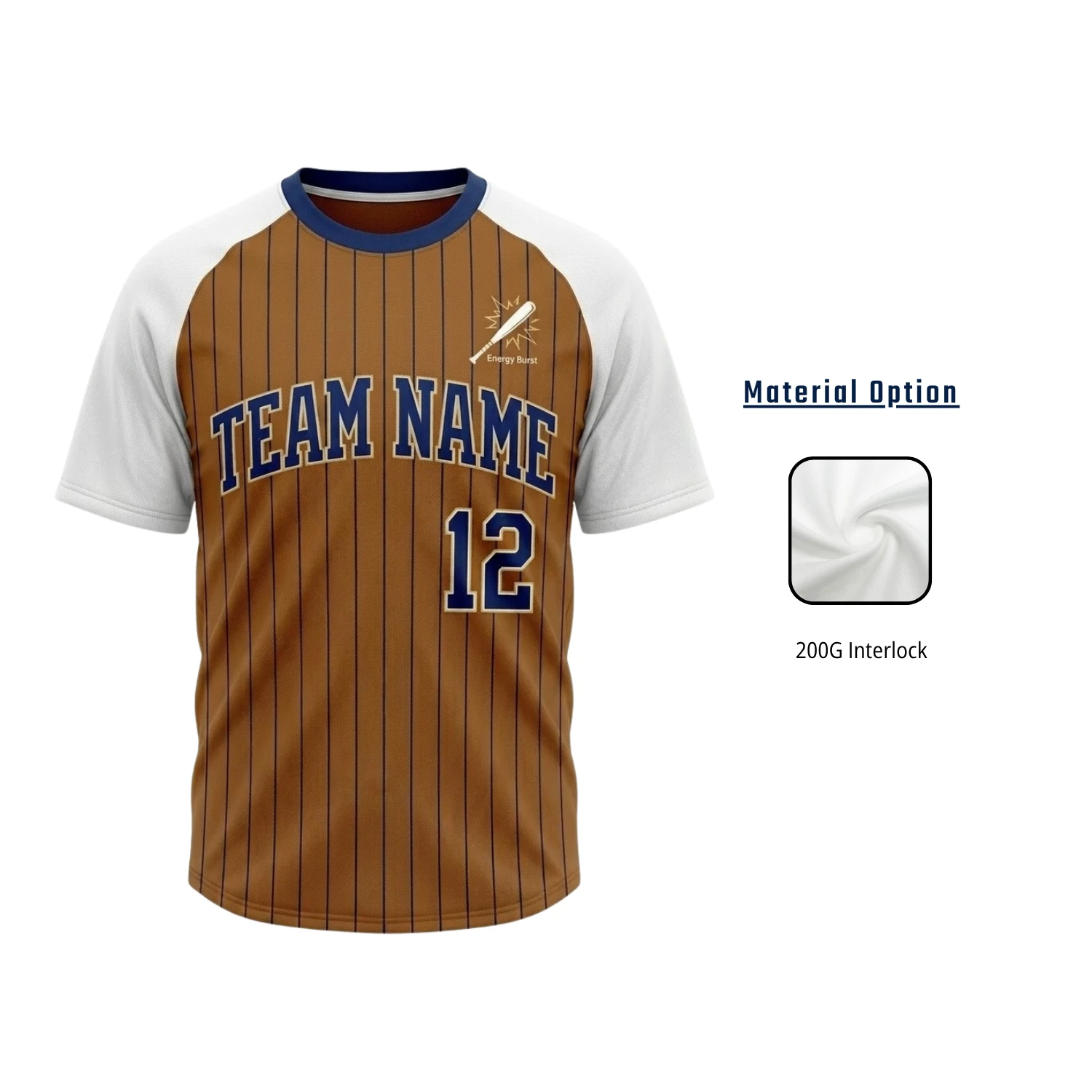 Custom Crew Neck Baseball Jersey – 200G Interlock