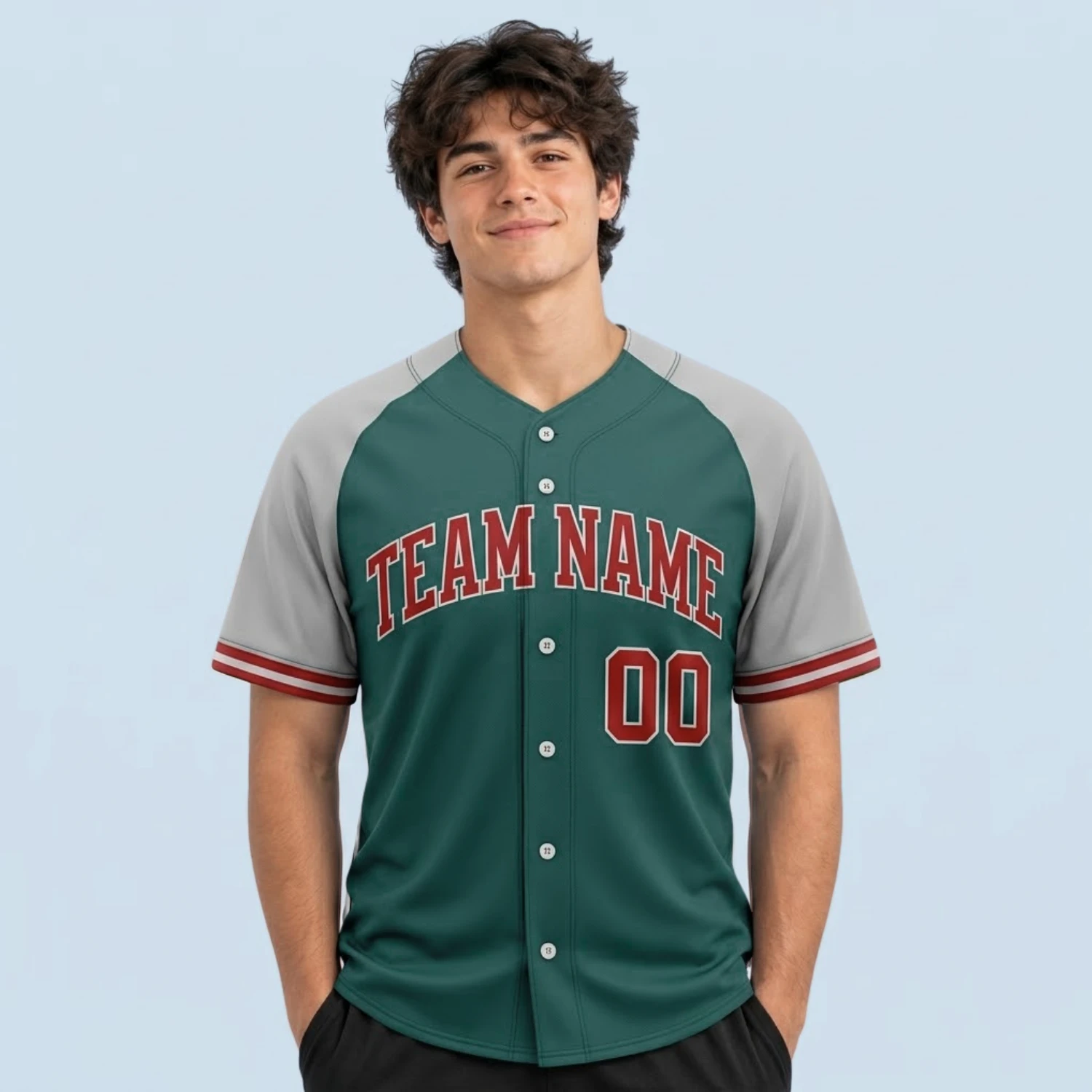 Custom Full-Button Baseball Jersey – Raglan Sleeve