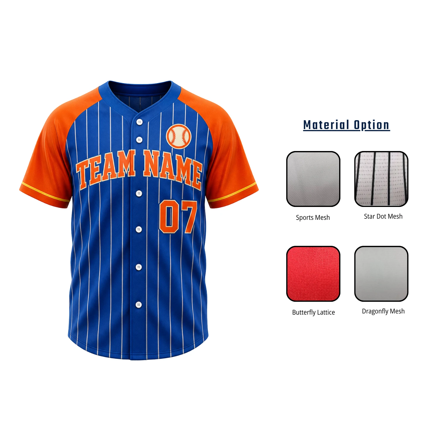 Custom Sublimated & Embroidered Full-Button Baseball Jersey