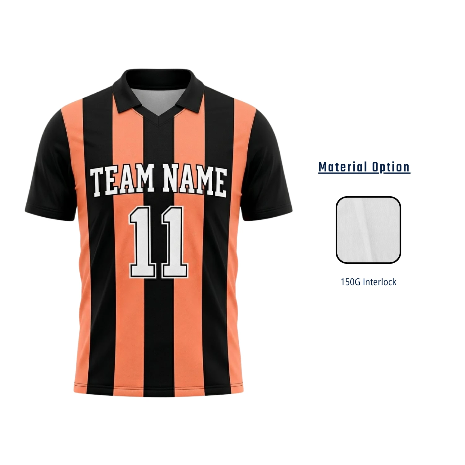 Custom Lapel V-Neck Soccer Jersey – 150G Interlock