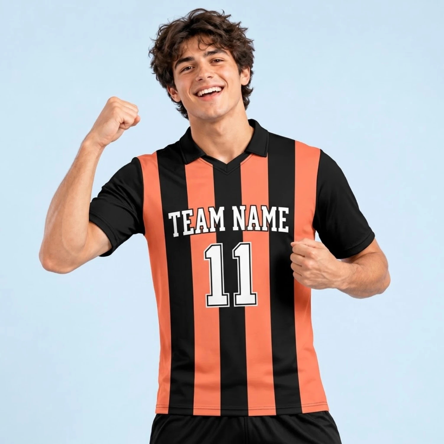 Custom Lapel V-Neck Soccer Jersey – 150G Interlock
