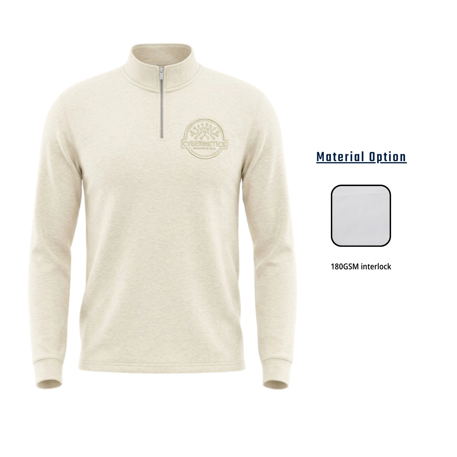 180G Interlock Quarter Zip Pullover Custom Sublimated Long Sleeve