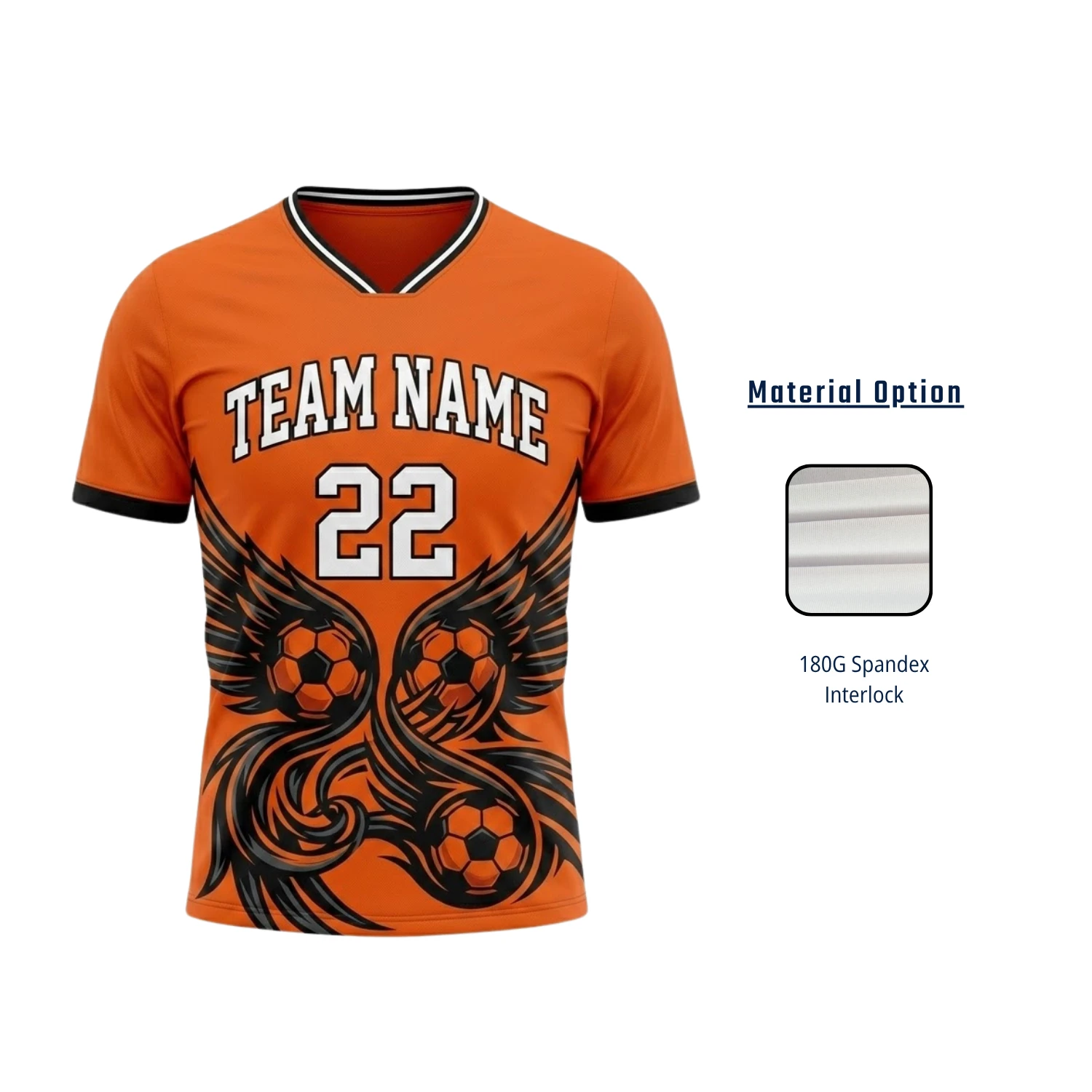 Custom Performance Flat V-Neck Soccer Jersey with 180G Spandex