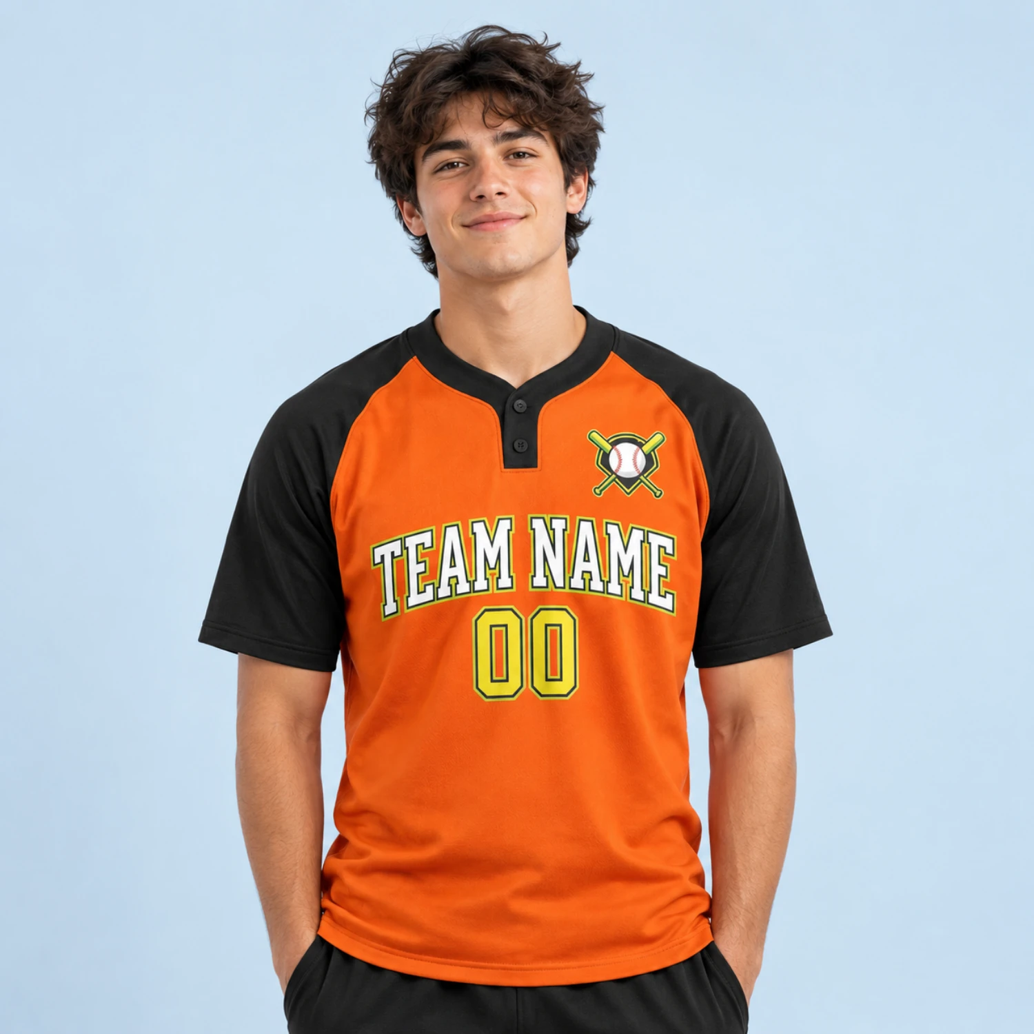 Custom Sublimation 2-Button Front Baseball Jersey