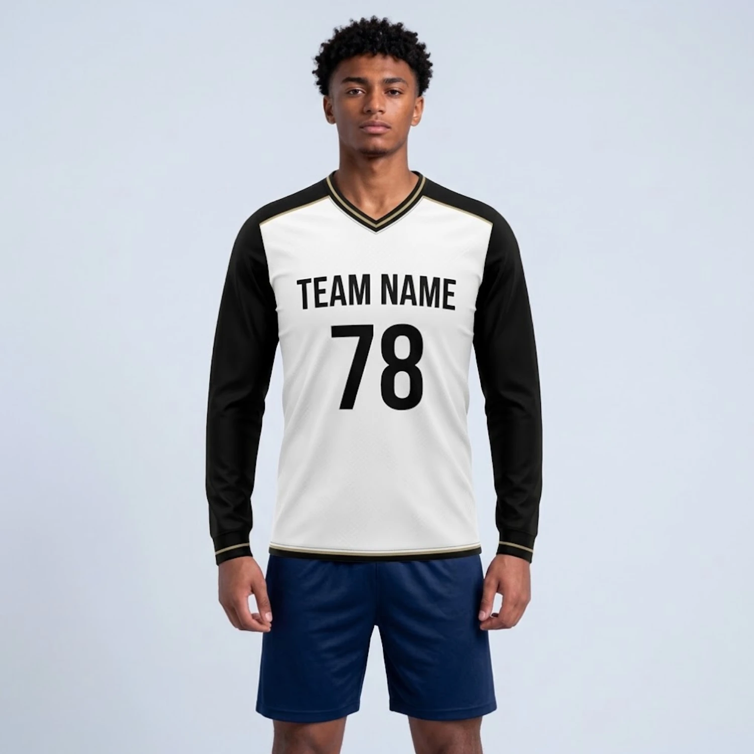 Long Sleeve V-Neck Birdseye Mesh Soccer Jersey