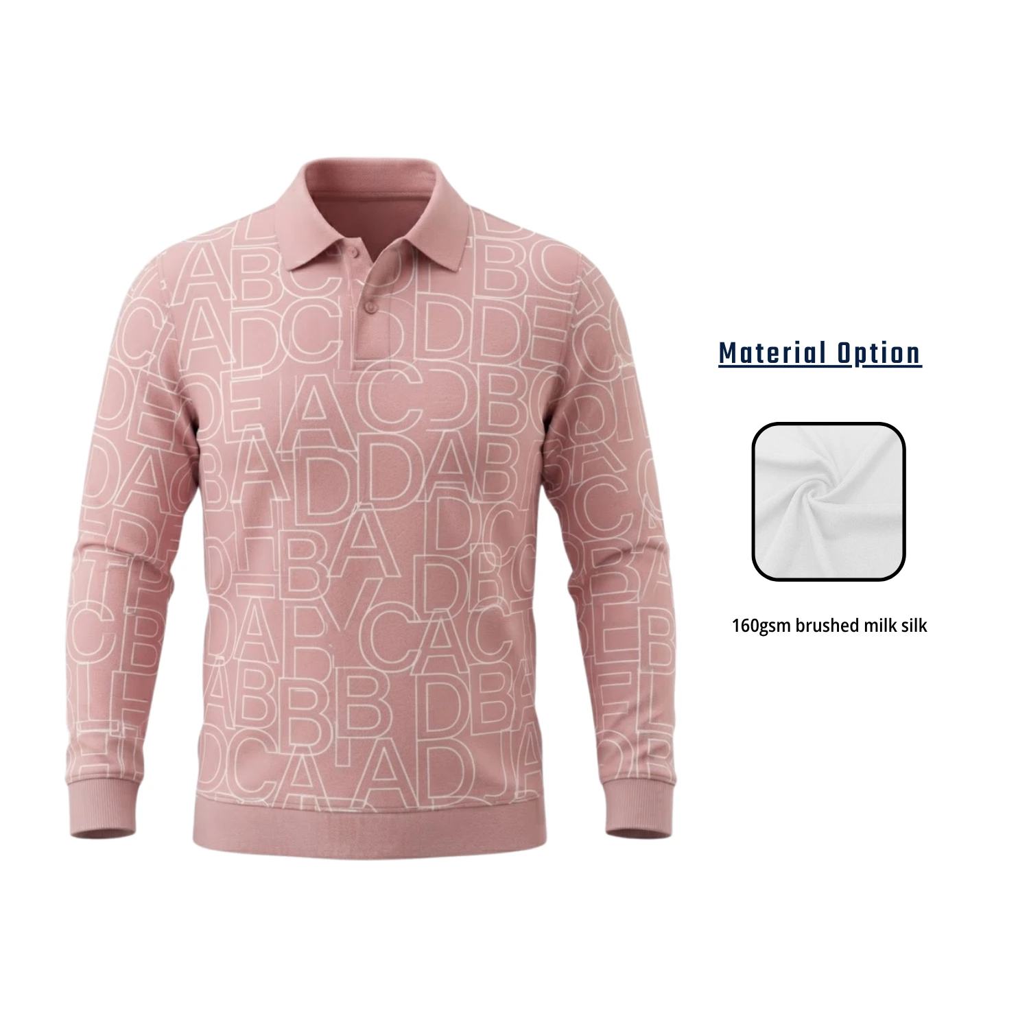 Custom Full Sublimation Long Sleeve Polo - 160G Brushed Milk Silk
