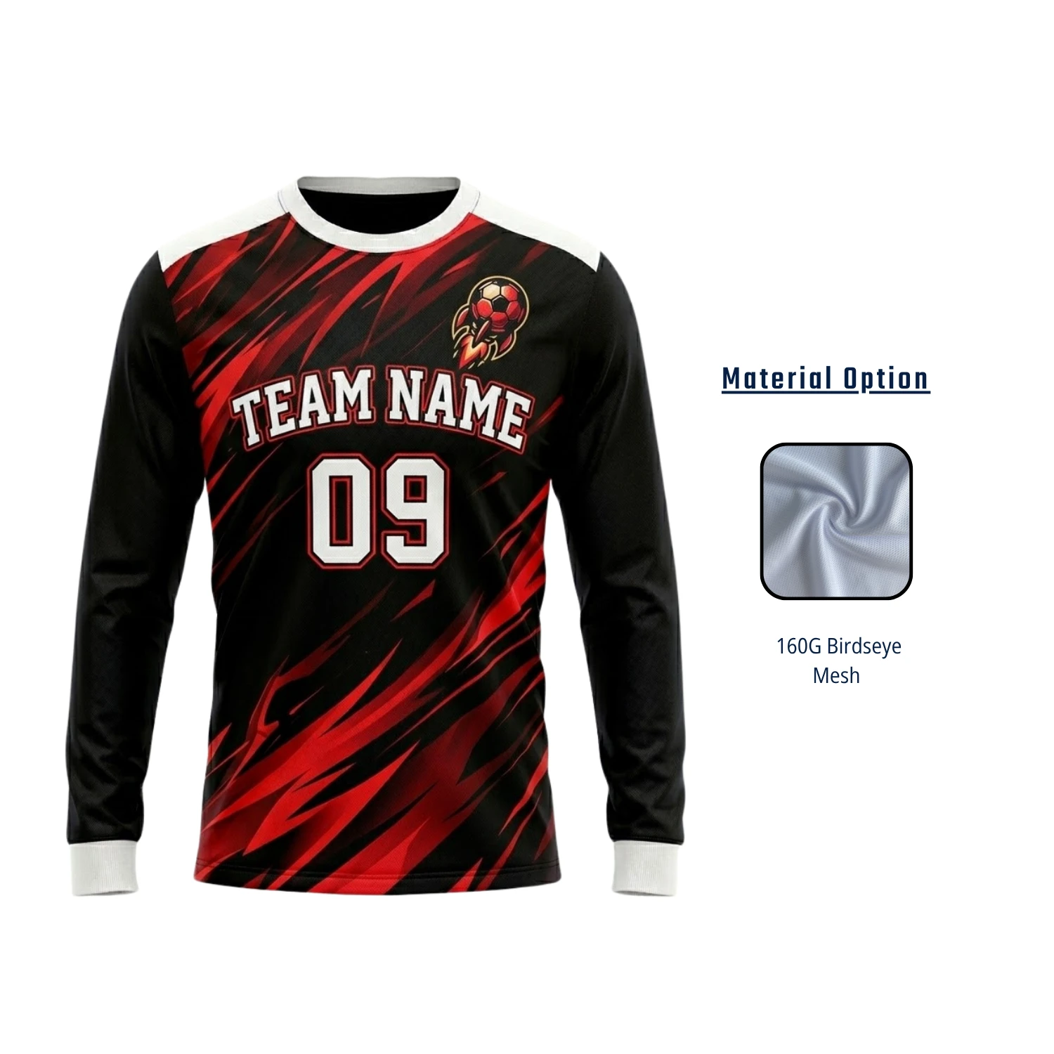 Custom Birdseye Mesh Long Sleeve Soccer Jersey