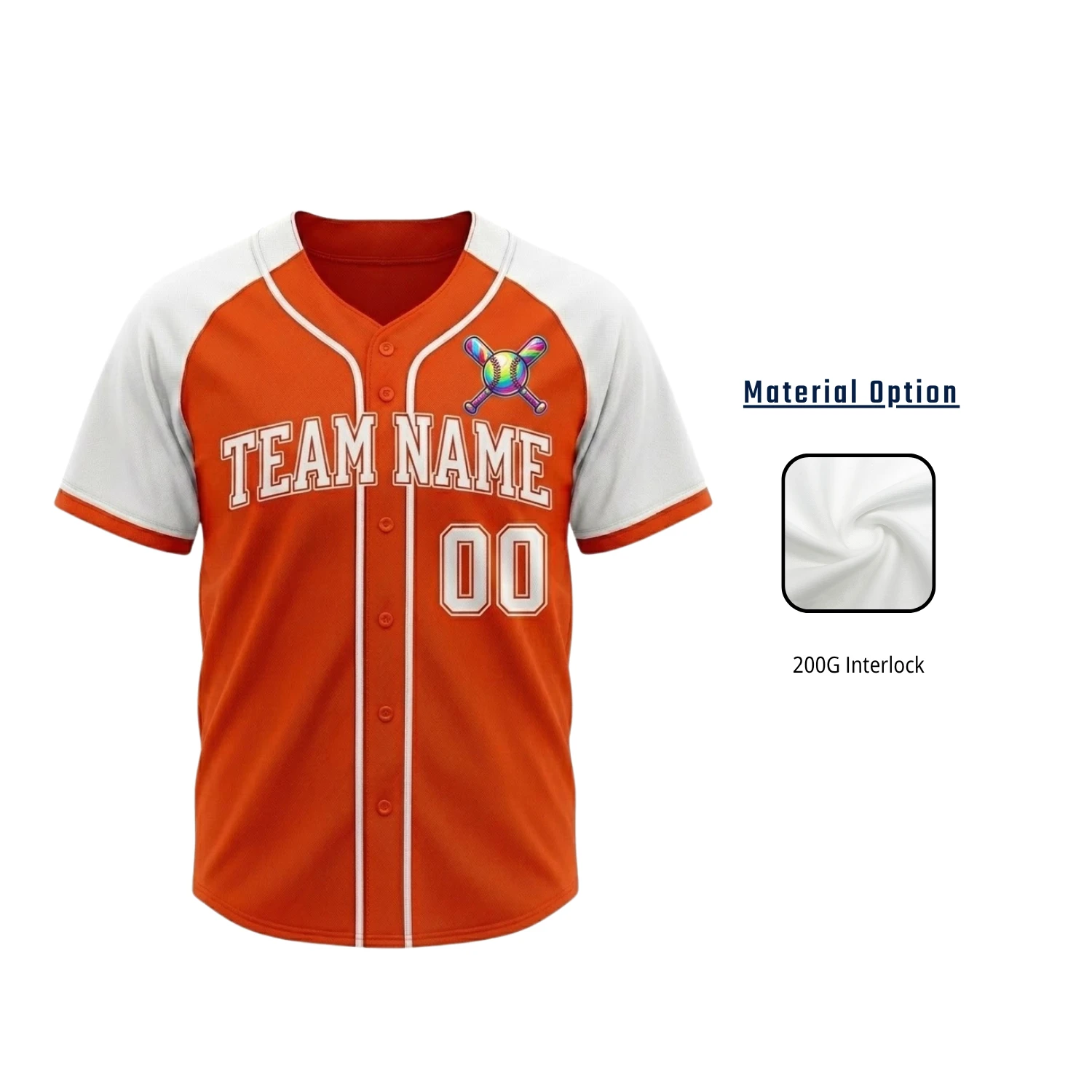 Custom Full-Button Baseball Jersey – 200G Interlock
