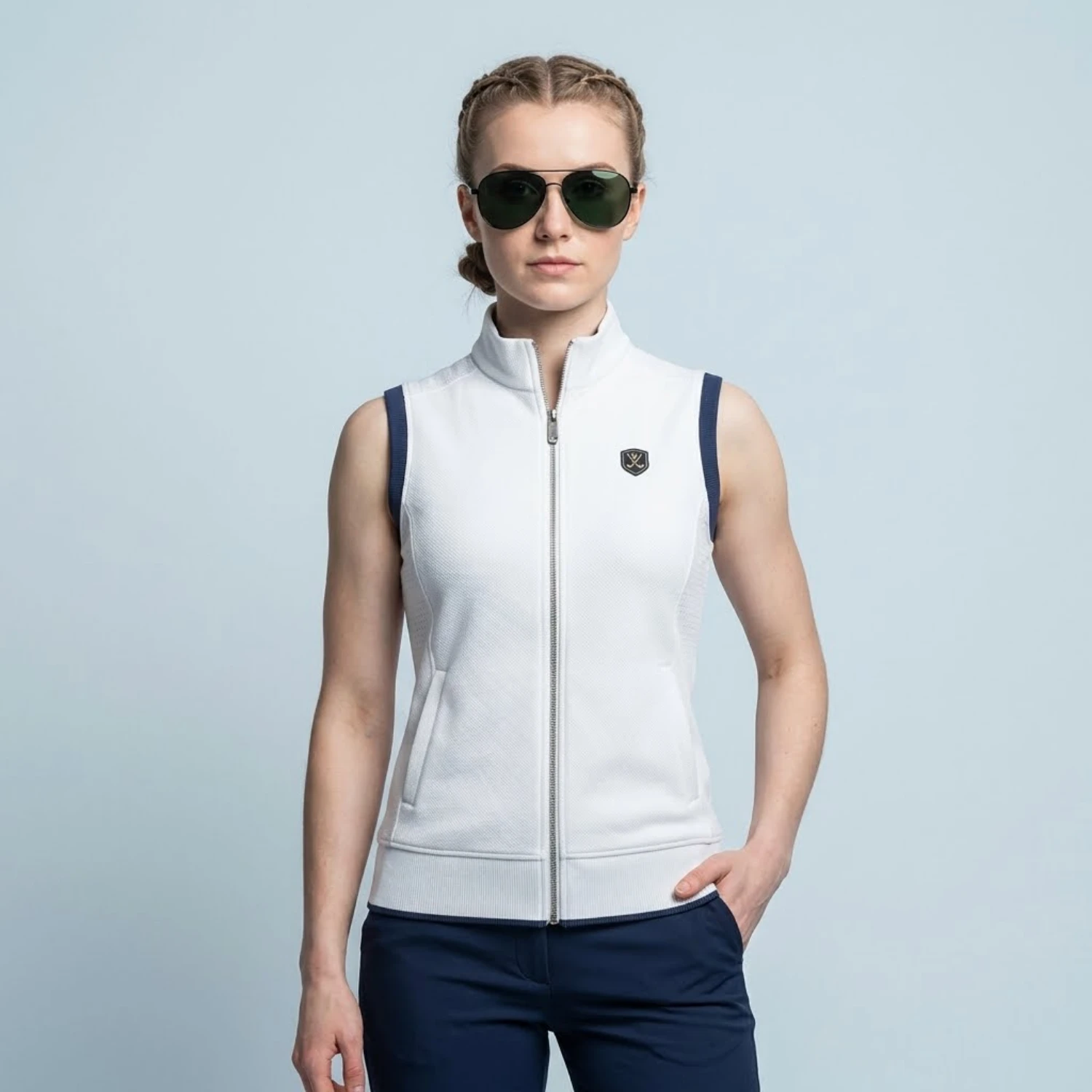 Women's Full Sublimation Full-Zip Sleeveless Golf Vest – 220G Windproof