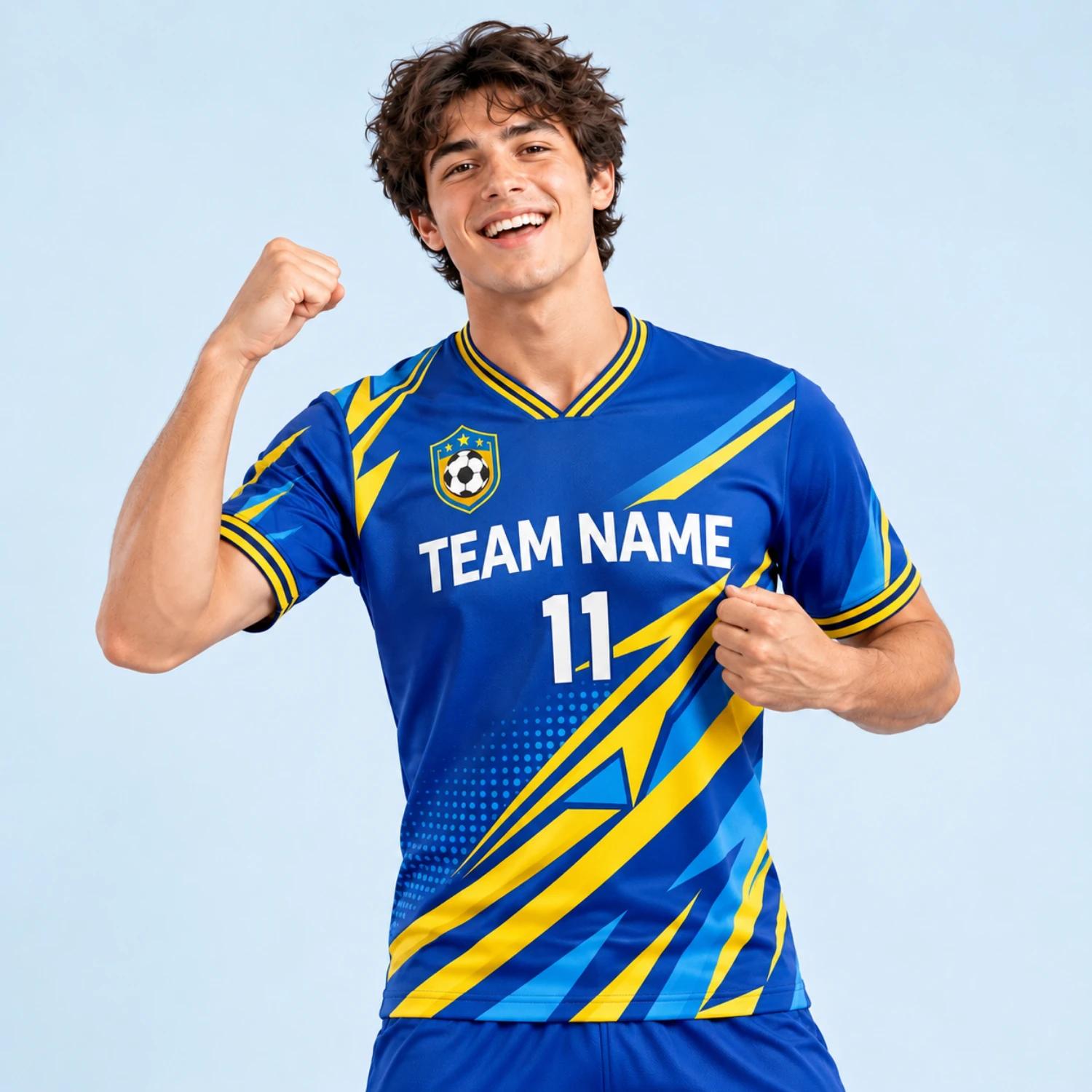 Premium Silk-Feel Soccer Jersey with 180G Interlock Flat V-Neck