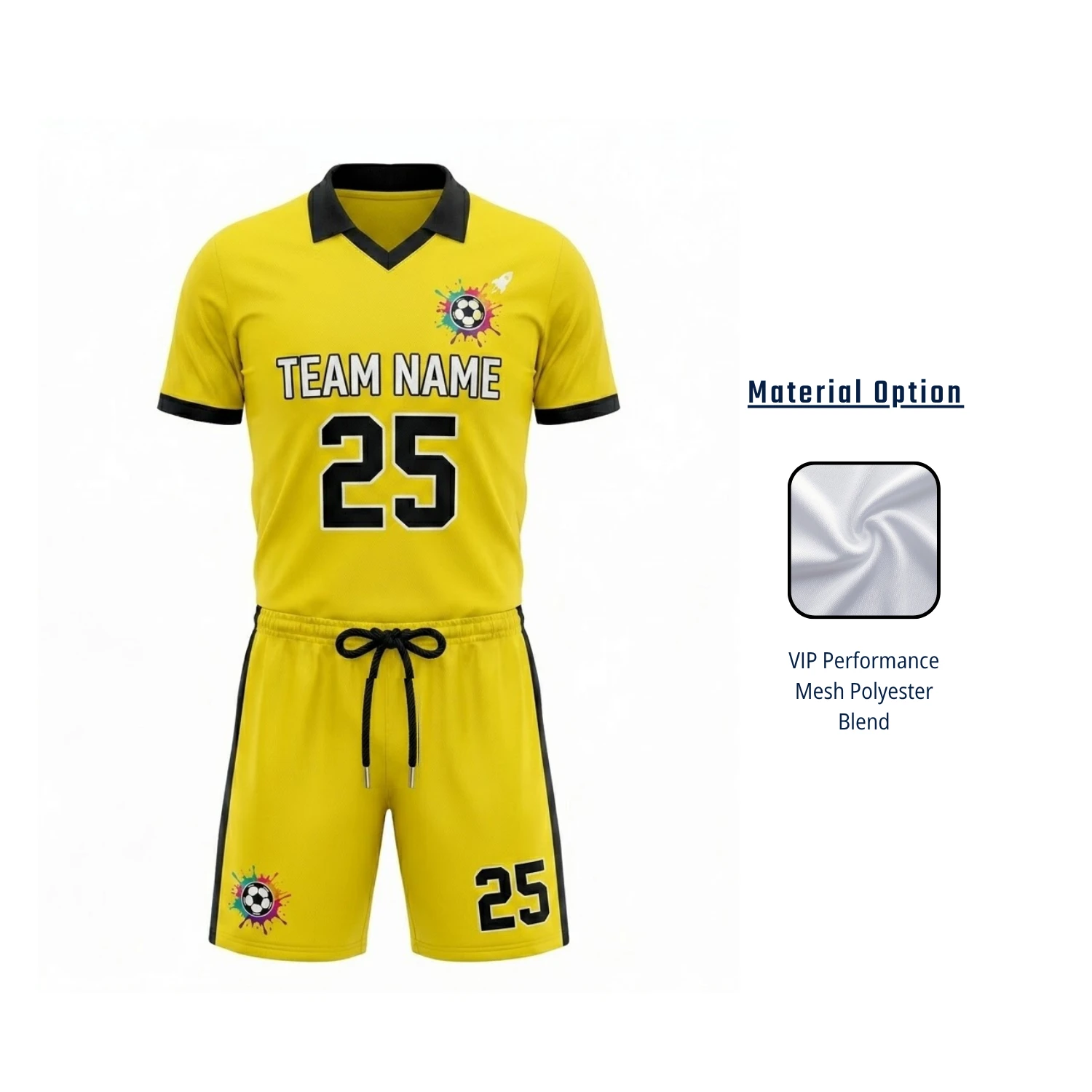 Custom VIP Performance Soccer Uniform Set – Mesh Jersey & Shorts