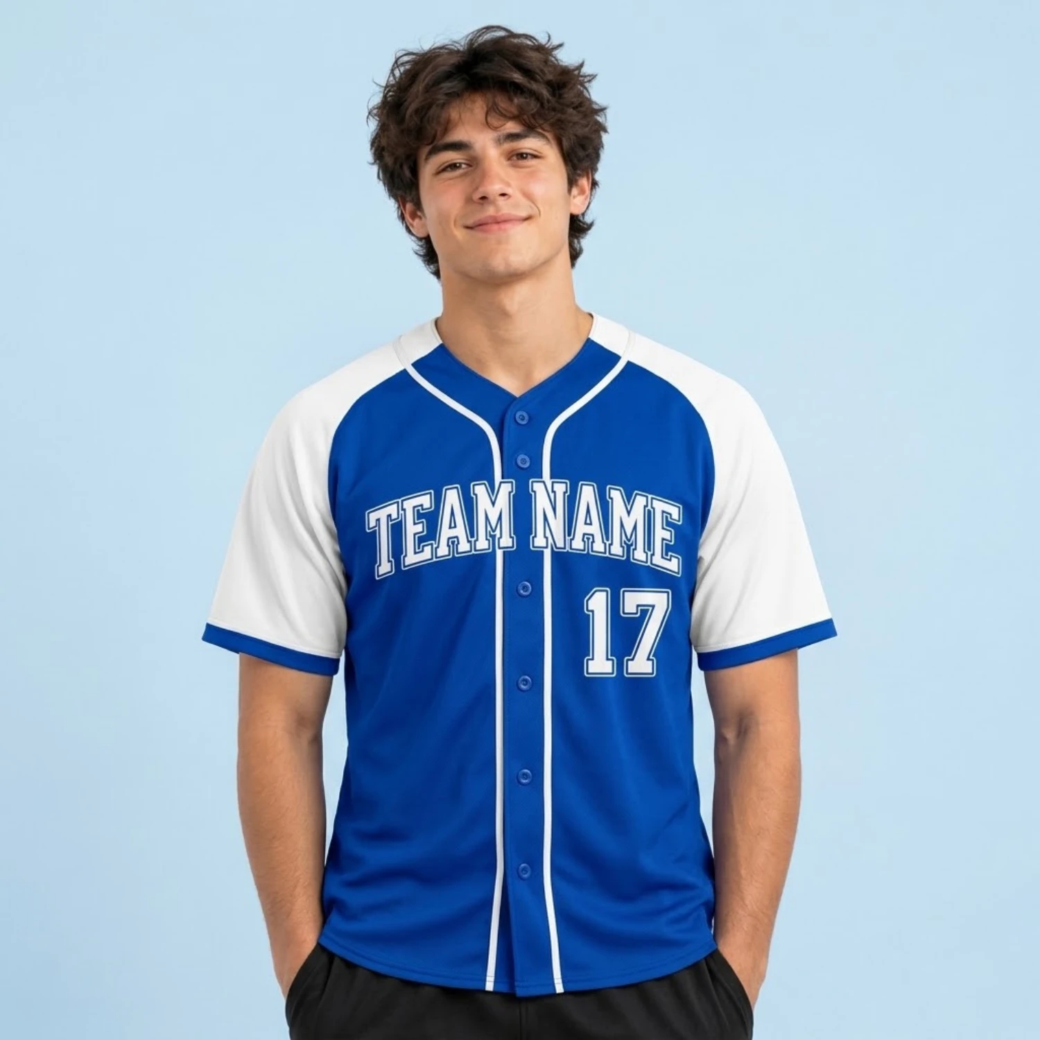Custom Full-Button Baseball Jersey – 150G Both Side Poly