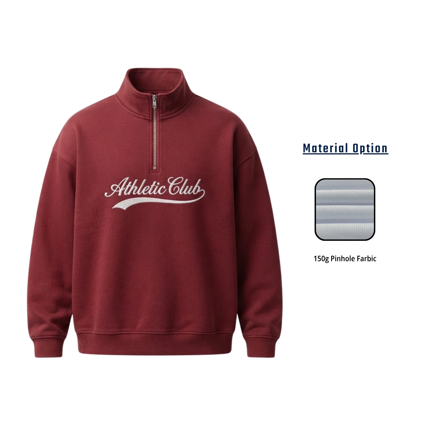 150G Pinhole Fabric Quarter Zip Pullover