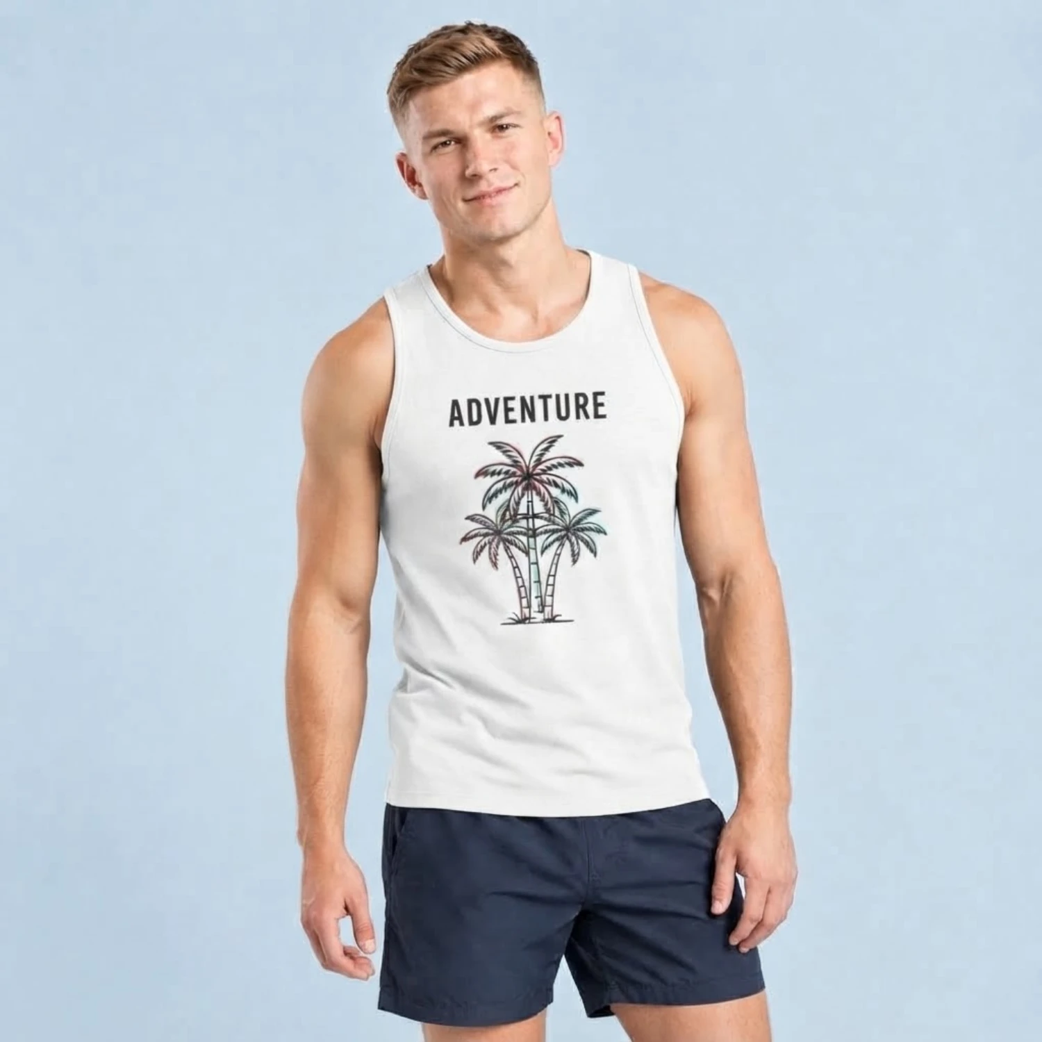 Custom Sublimation Flashed V-Fabric Tank Top – 150G Textured