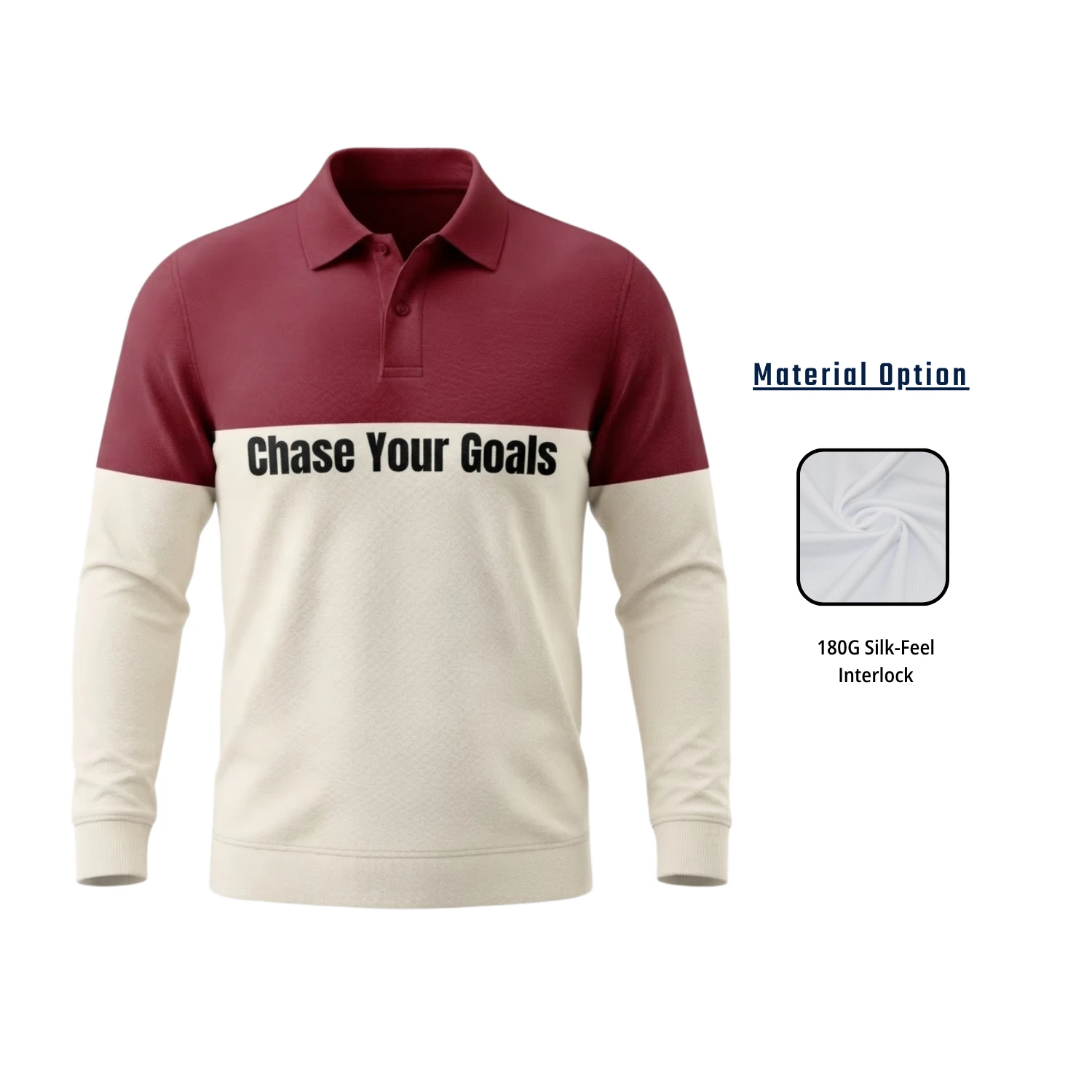 Custom Sublimation Long Sleeve Sport Polo – 180GSM Milk Silk