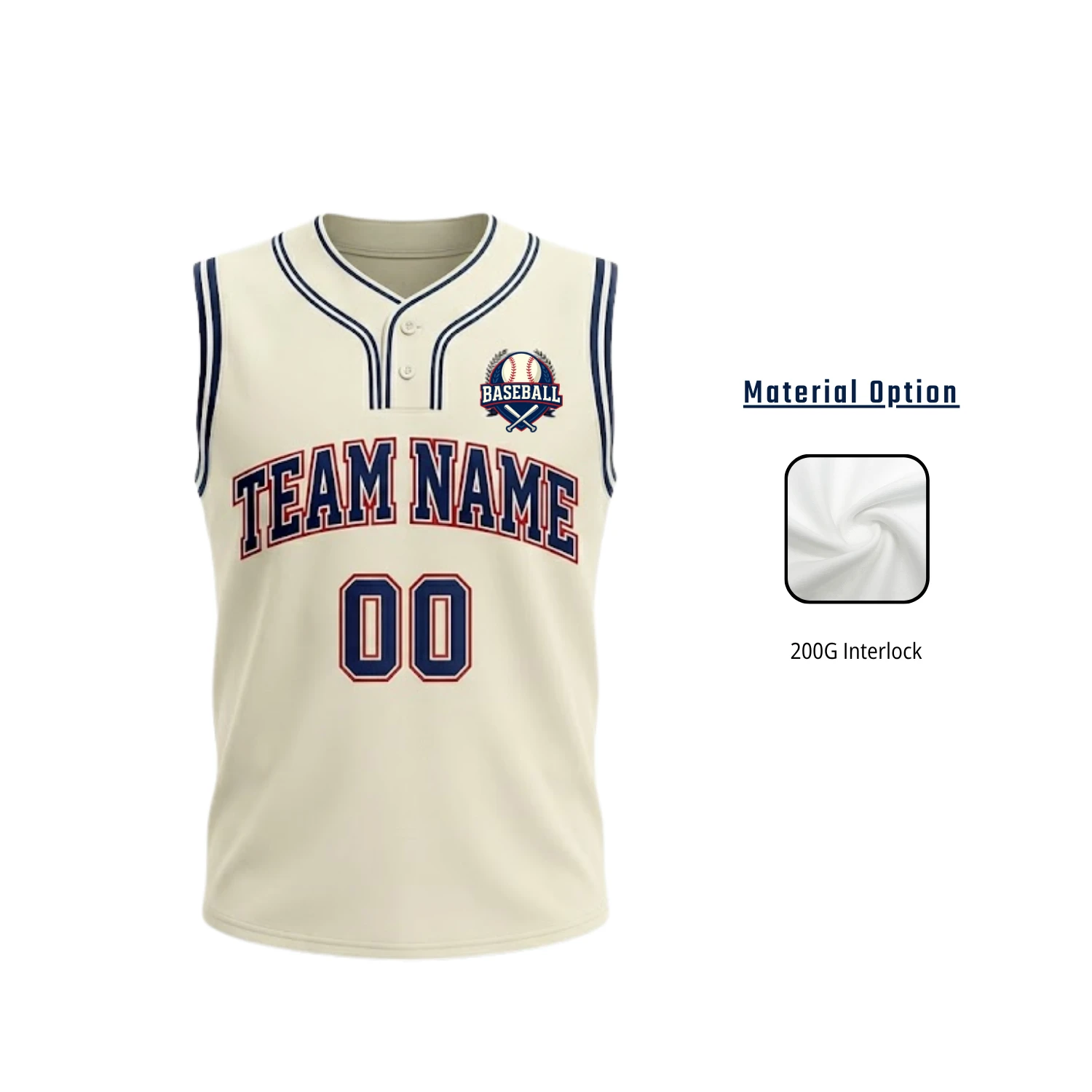 Custom 2-Button Sleeveless Baseball Jersey