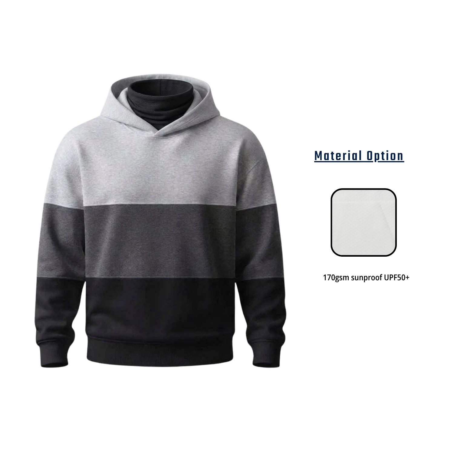 SolarProtec Full Sublimation Hooded Long Sleeve Shirt with Integrated Gaiter & Mesh Panels