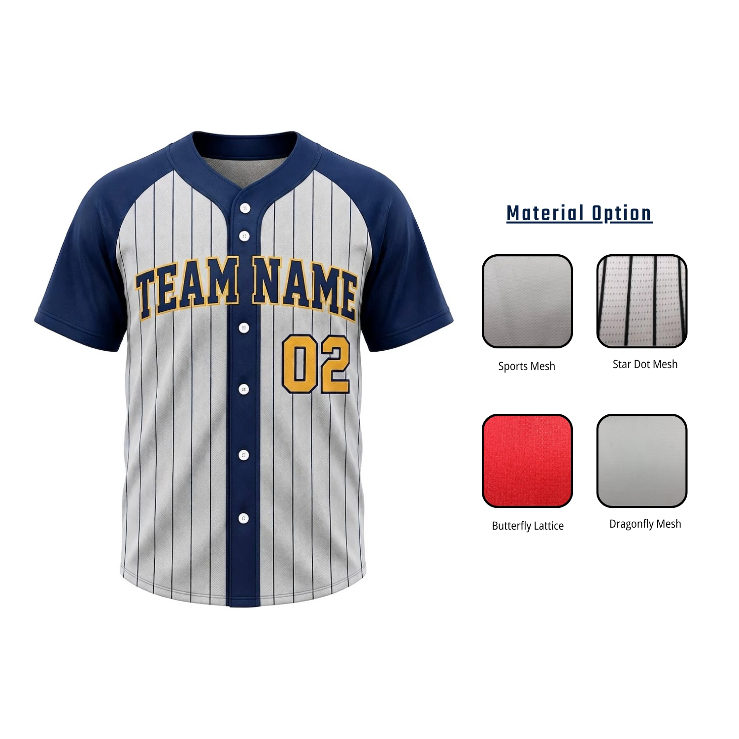 Custom Sublimated Full-Button Baseball Jersey – No Piping
