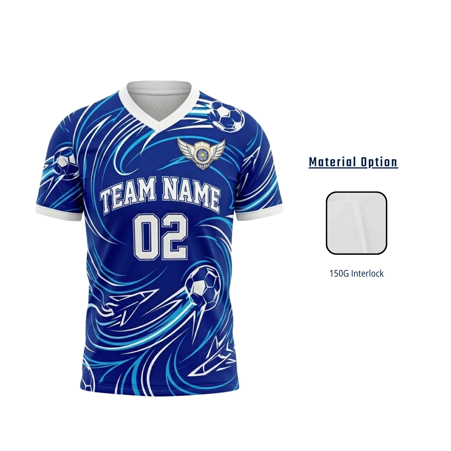Custom Classic V-Neck Soccer Jersey with 150G Interlock