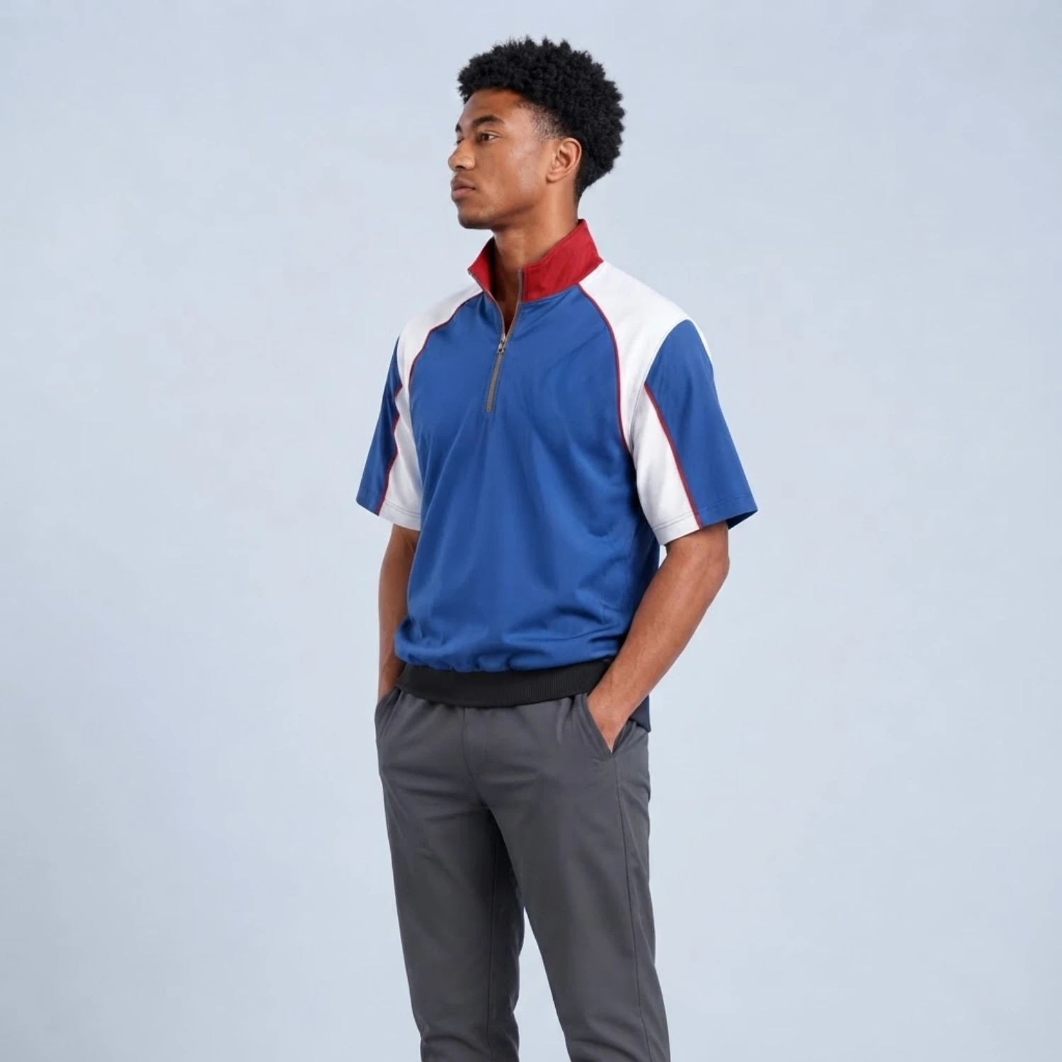Custom Oxford Fabric Quarter Zip Windbreaker Jacket