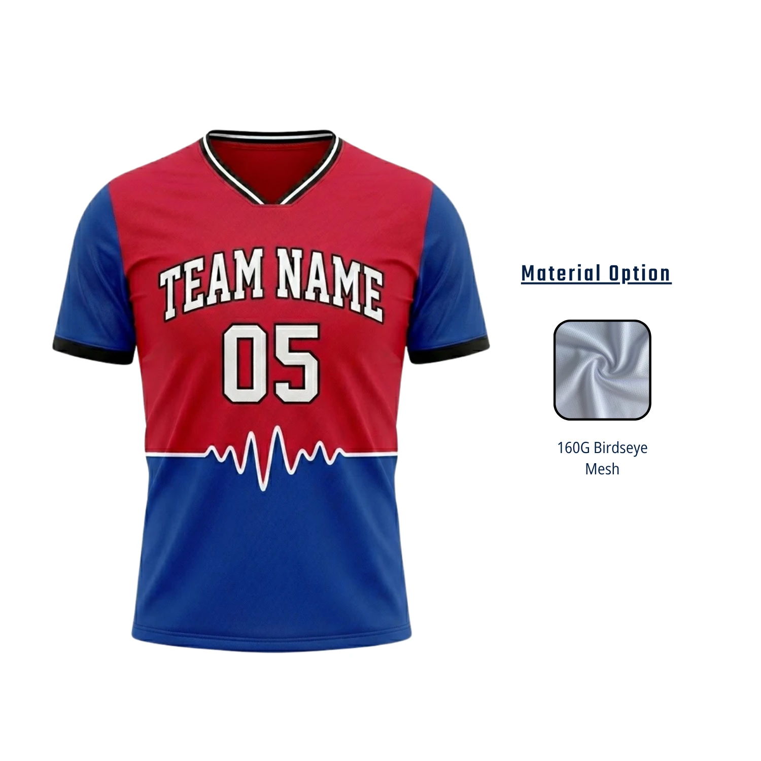 Custom Mesh Soccer Jersey – 160G Birdseye Flat V-Neck