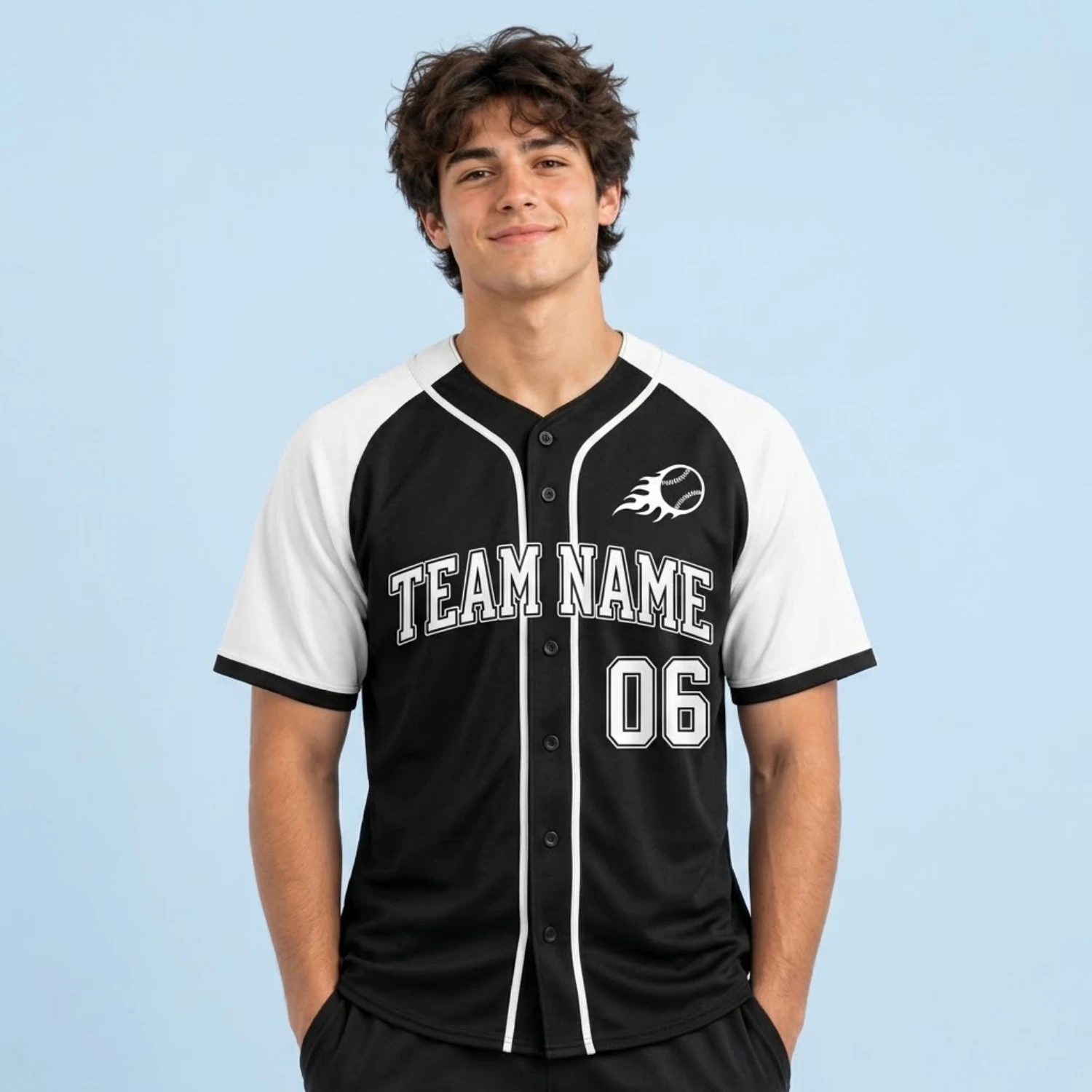 Custom Full-Button Baseball Jersey – 160G Birdseye Mesh