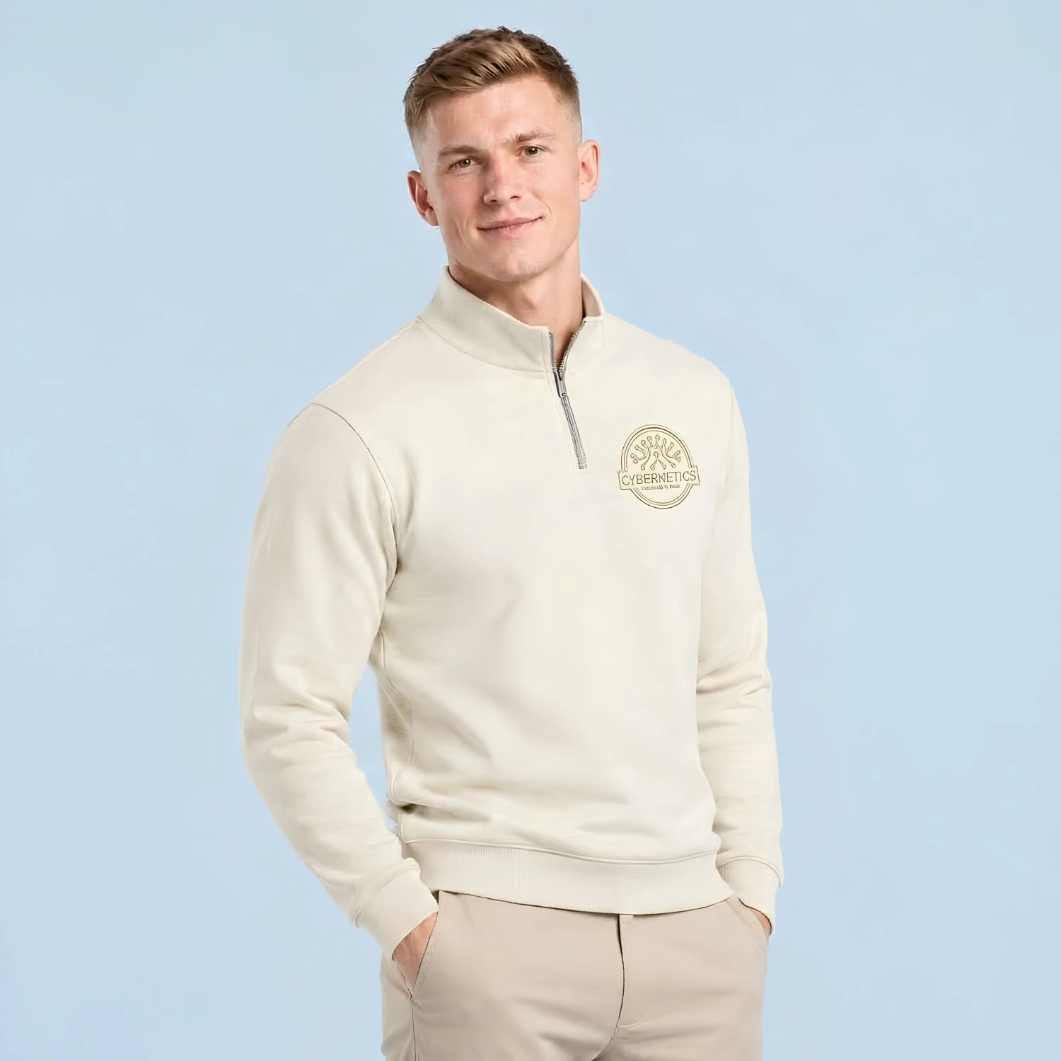 180G Interlock Quarter Zip Pullover Custom Sublimated Long Sleeve
