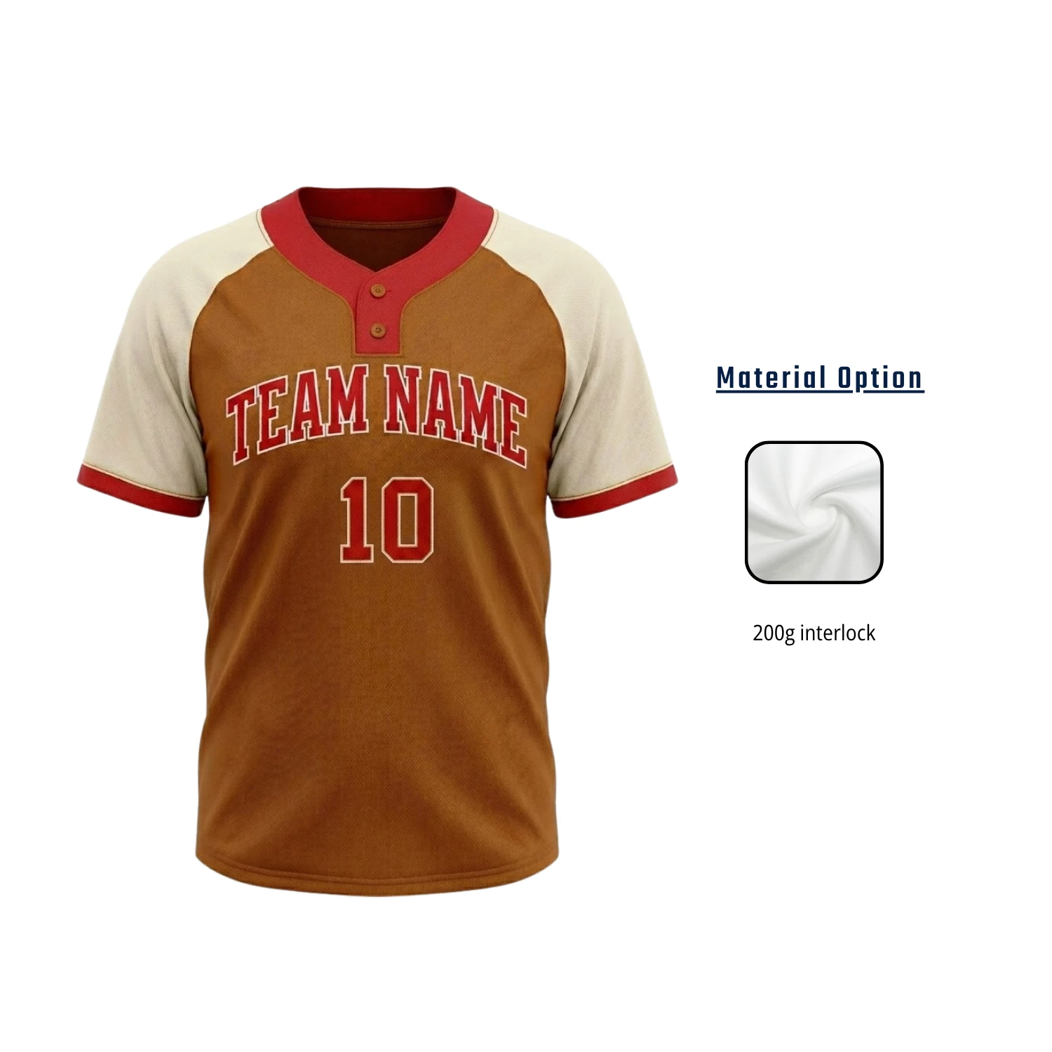 Custom 2-Button Baseball Jersey – Raglan Sleeve Sublimated Team Uniform