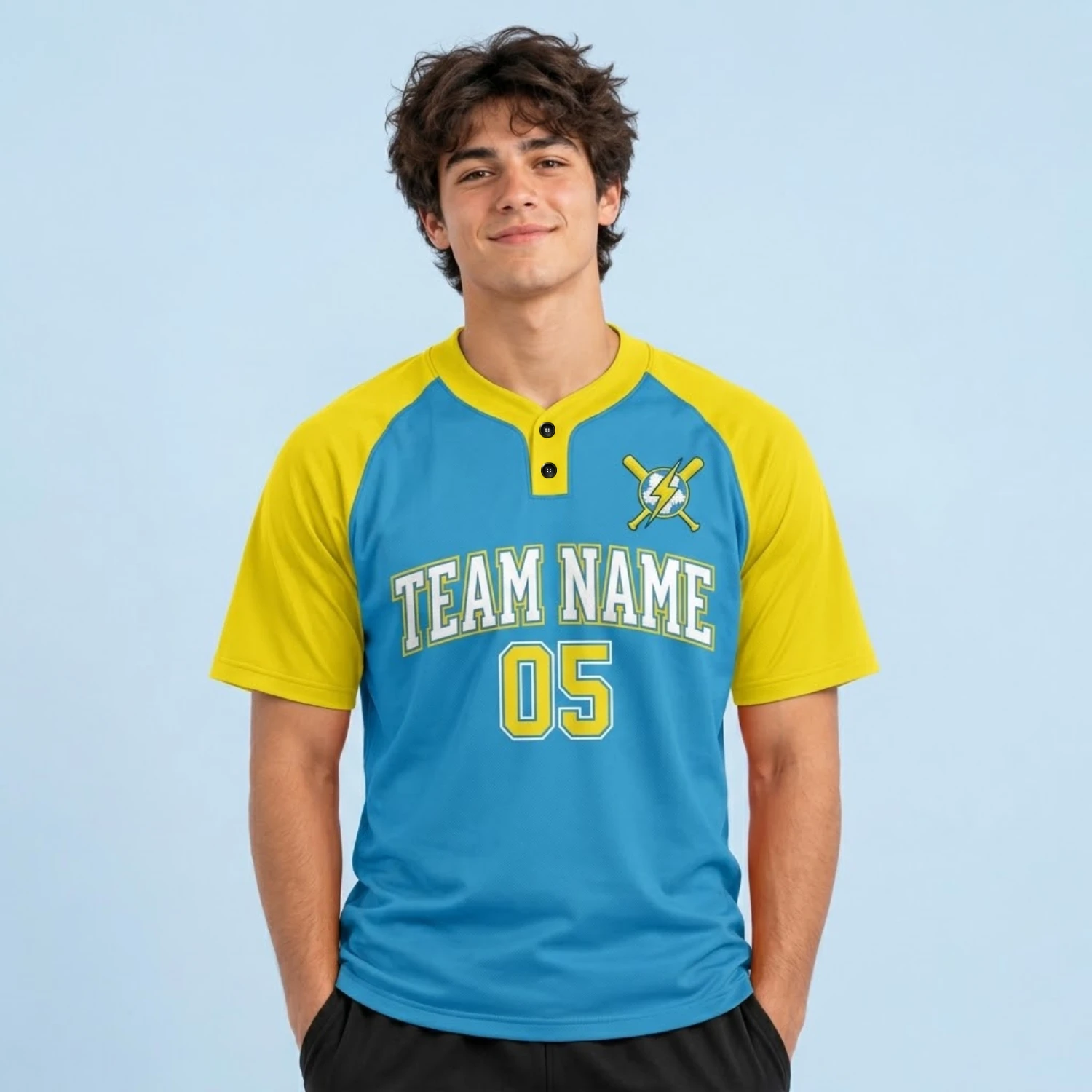 Custom Sublimation 2-Button Front Baseball Jersey
