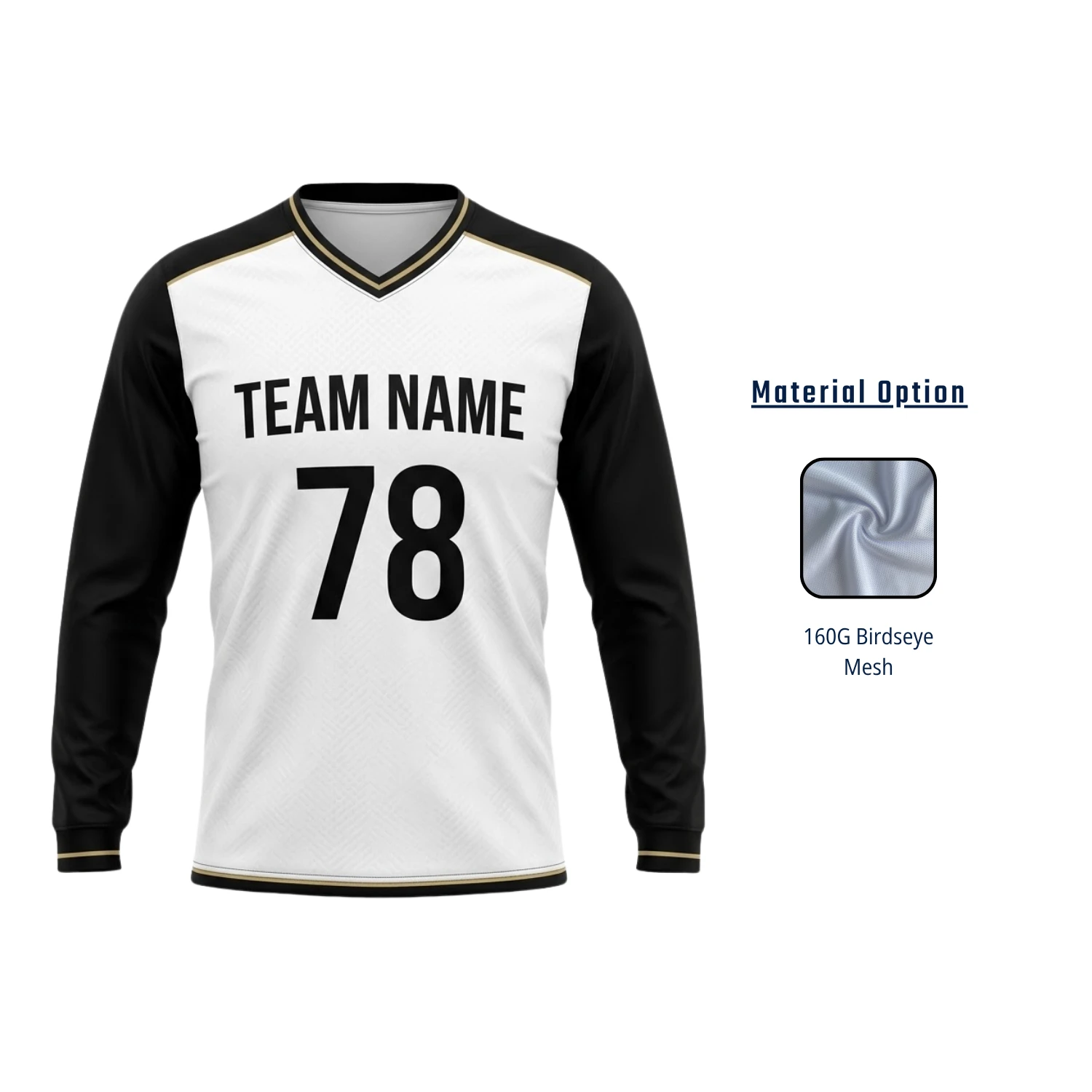 Long Sleeve V-Neck Birdseye Mesh Soccer Jersey