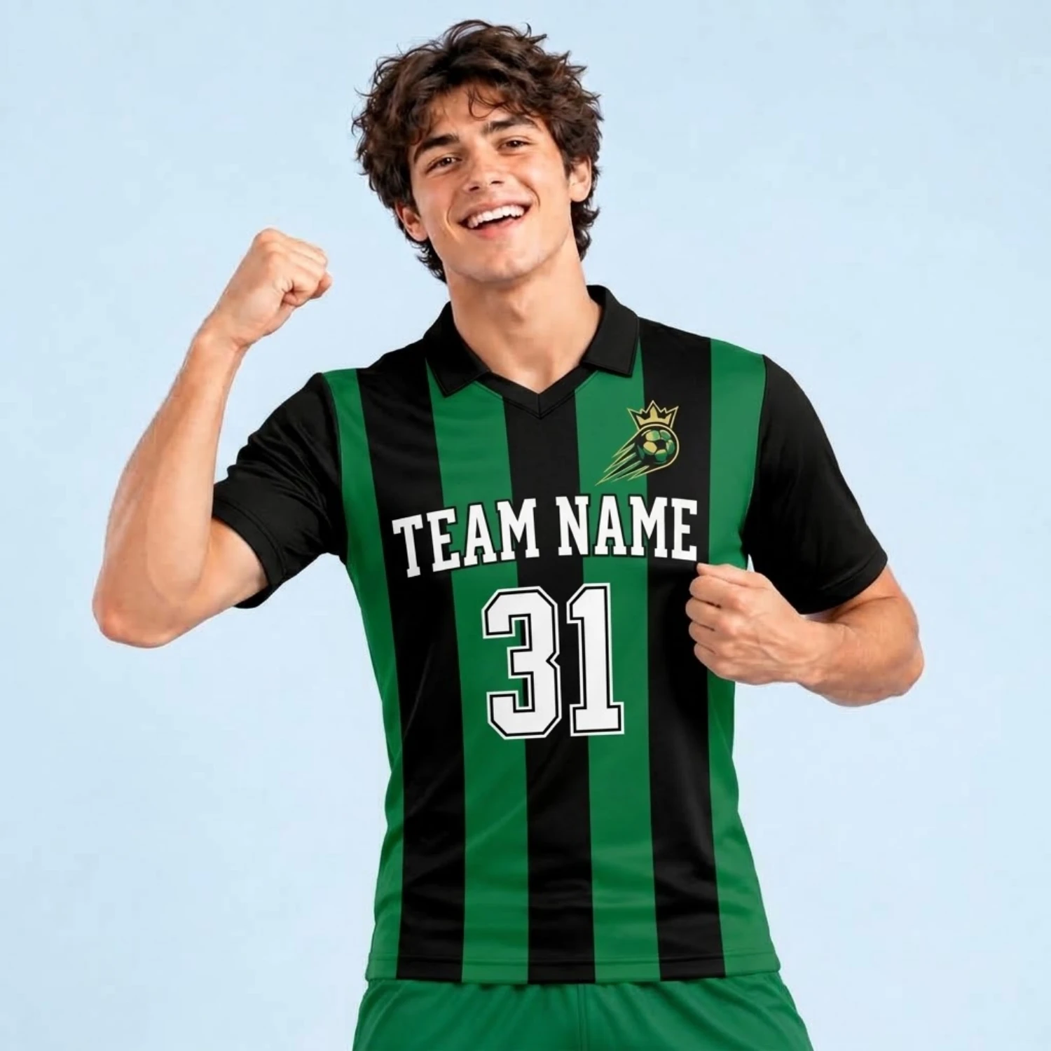 Elite Compression Soccer Jersey – 180G Spandex Interlock Lapel V-Neck