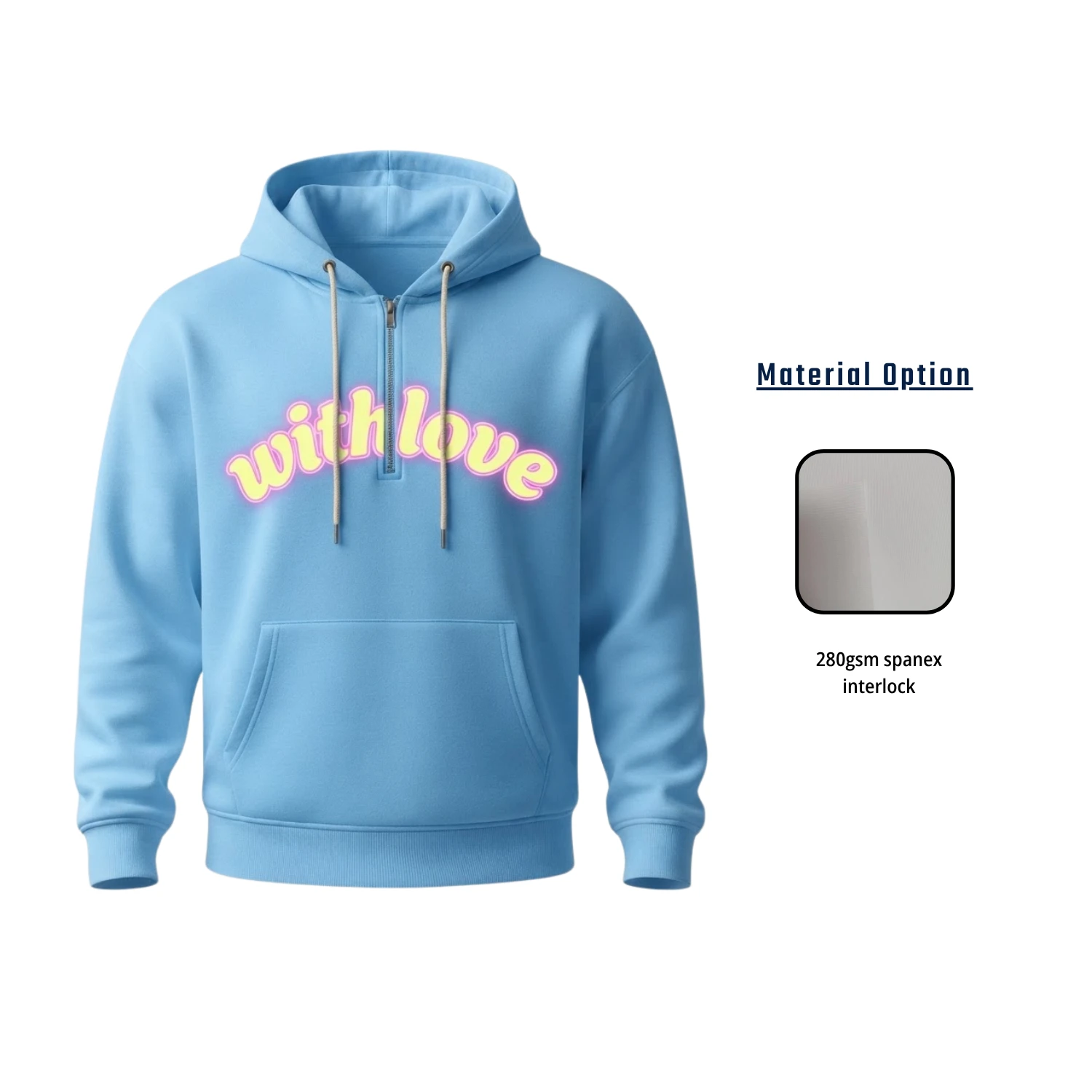 Custom Full Sublimation 280G Half-Zip Hoodie