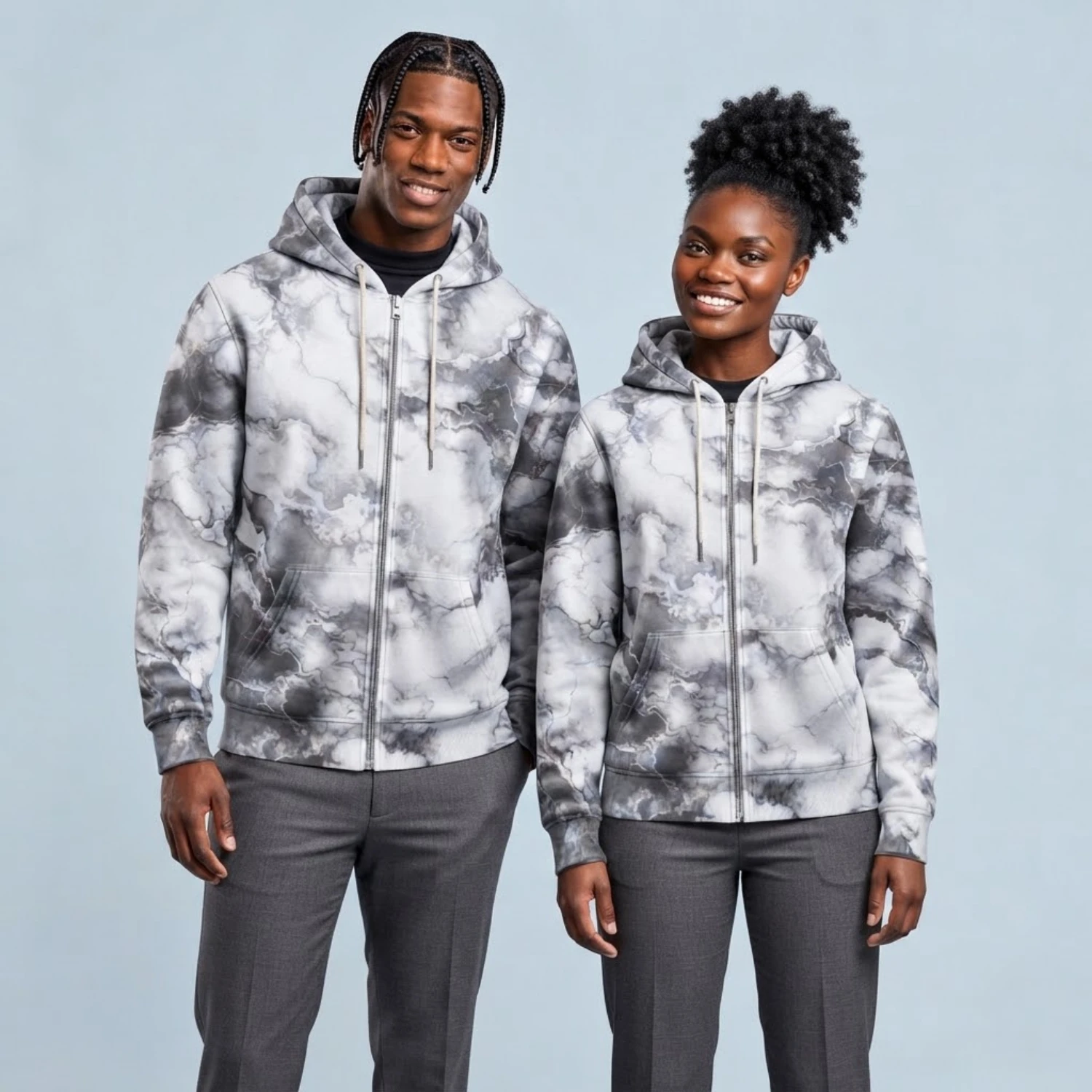 Economy Series 280G Polyester Twill Full-Zip Hoodie with Kangaroo Pocket