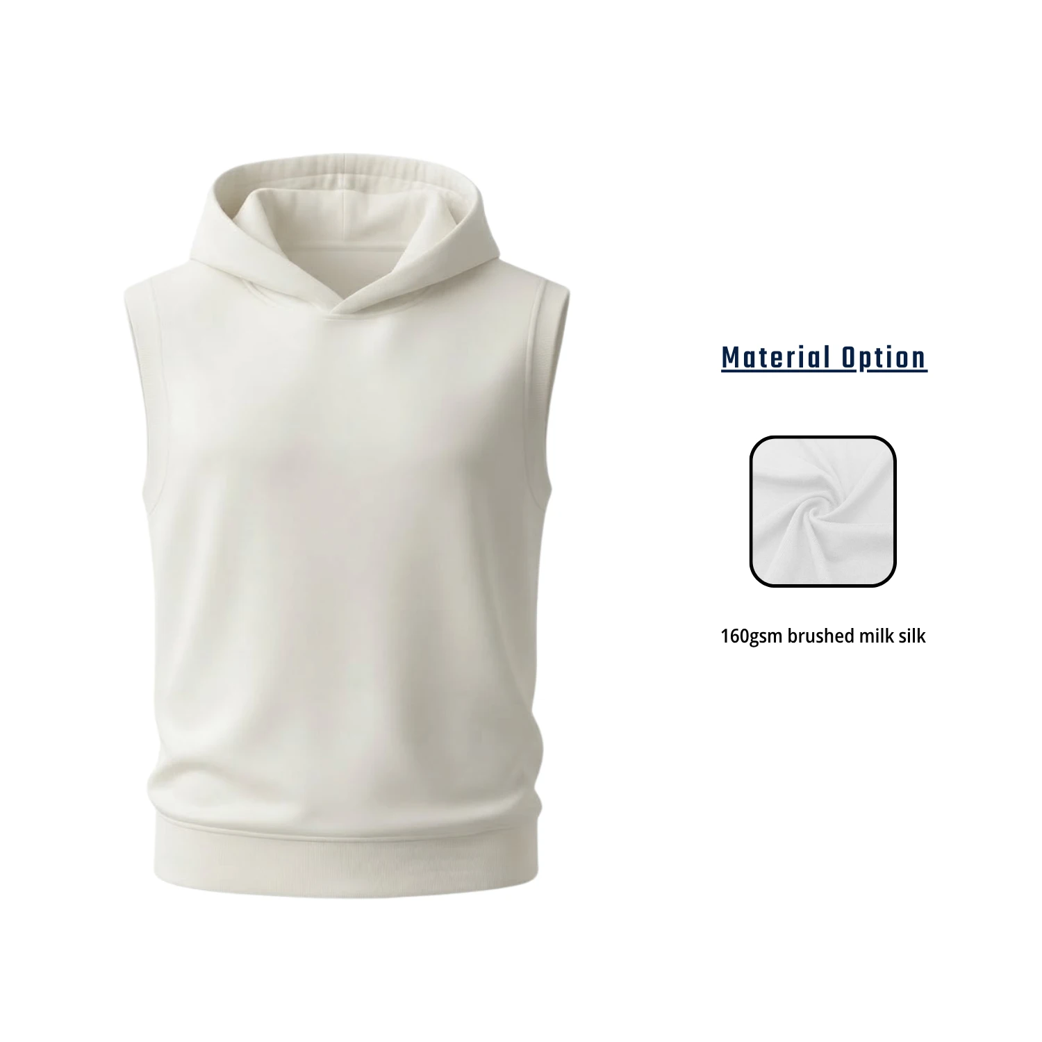 Custom Full Sublimation Sleeveless Hooded T-Shirt with 160GSM Brushed Milk Silk