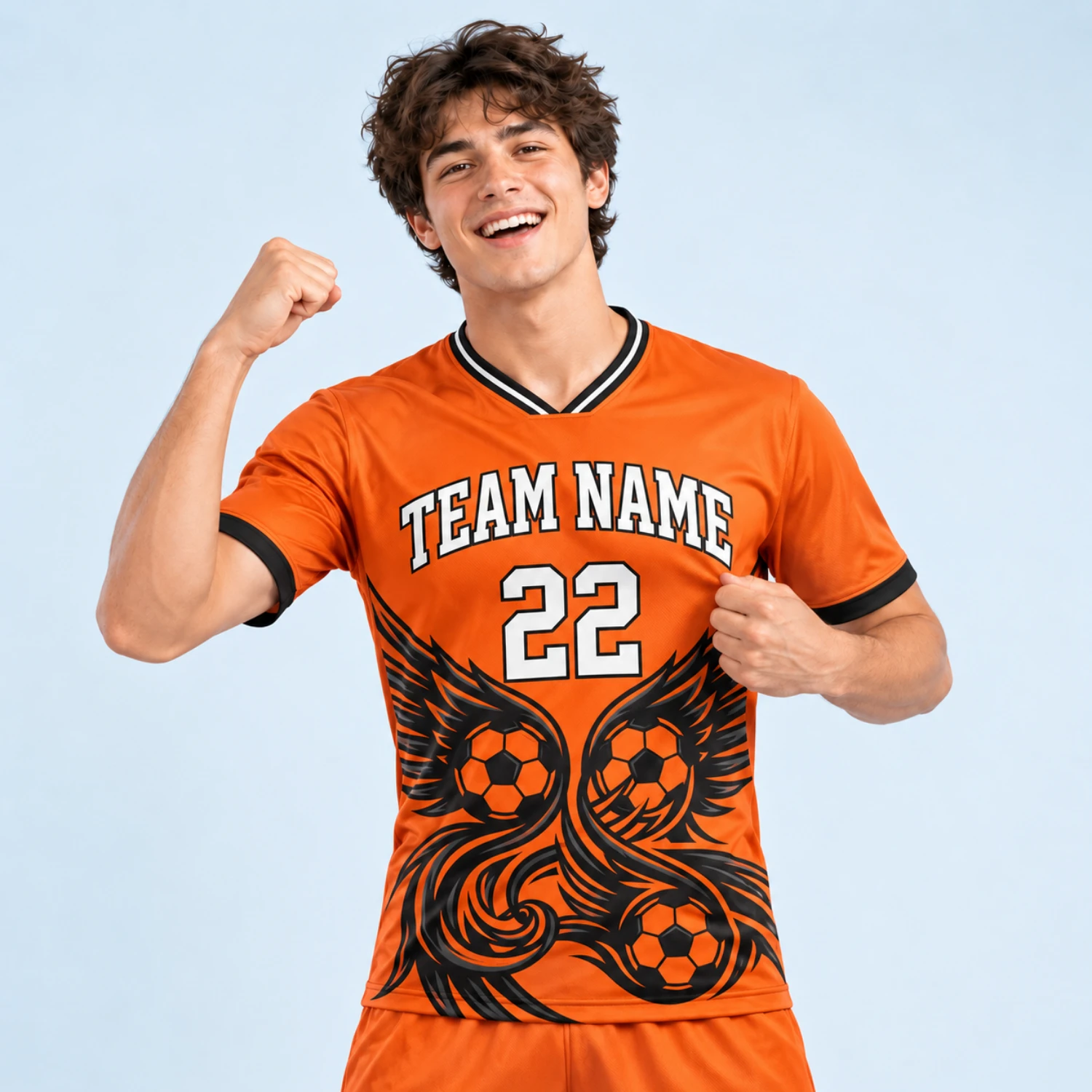 Custom Performance Flat V-Neck Soccer Jersey with 180G Spandex