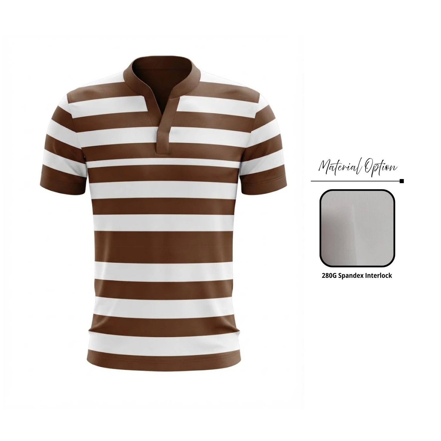 Custom Heavyweight Collarless Buttonless Interlock Short Sleeve Polo Shirt
