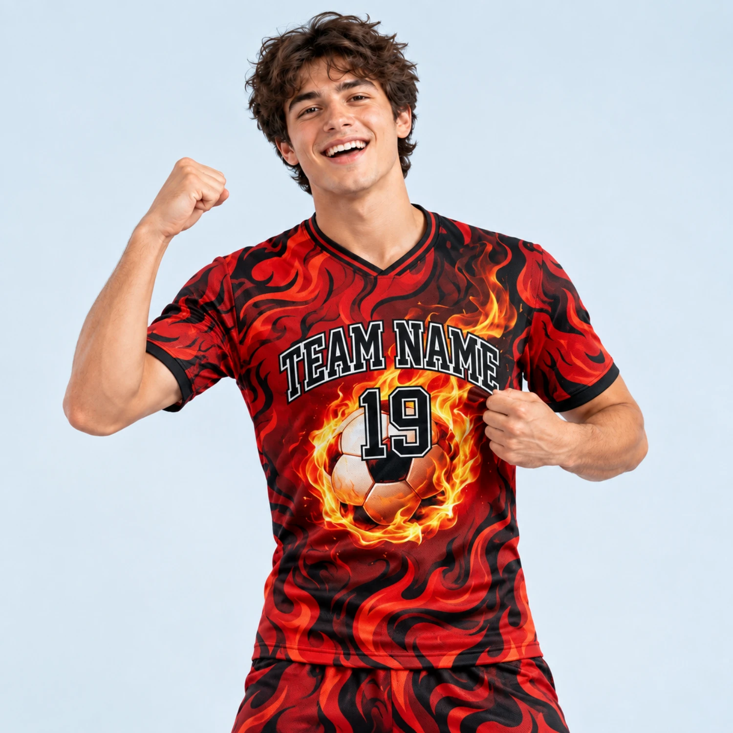 Custom Flat V-Neck Soccer Jersey – 150G Interlock