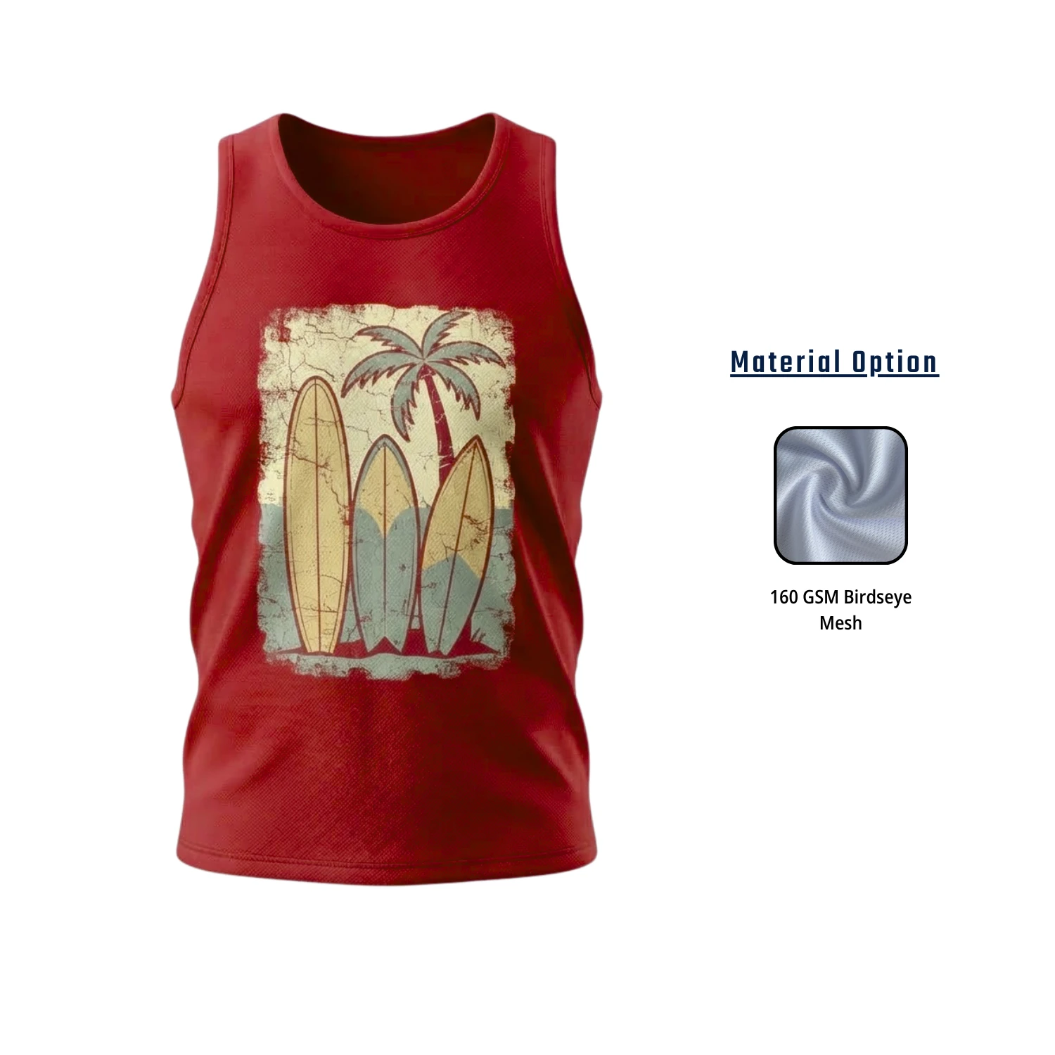 Custom Unisex Sublimation Mesh Sleeveless T-Shirt with 160GSM Birdseye Mesh