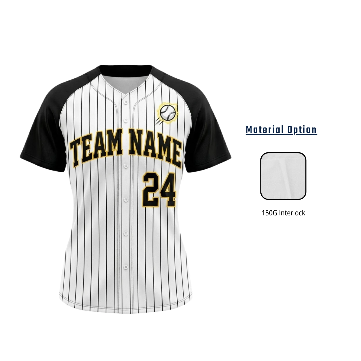 Women’s Custom Full Button Baseball Jersey – 150G Both Side Poly